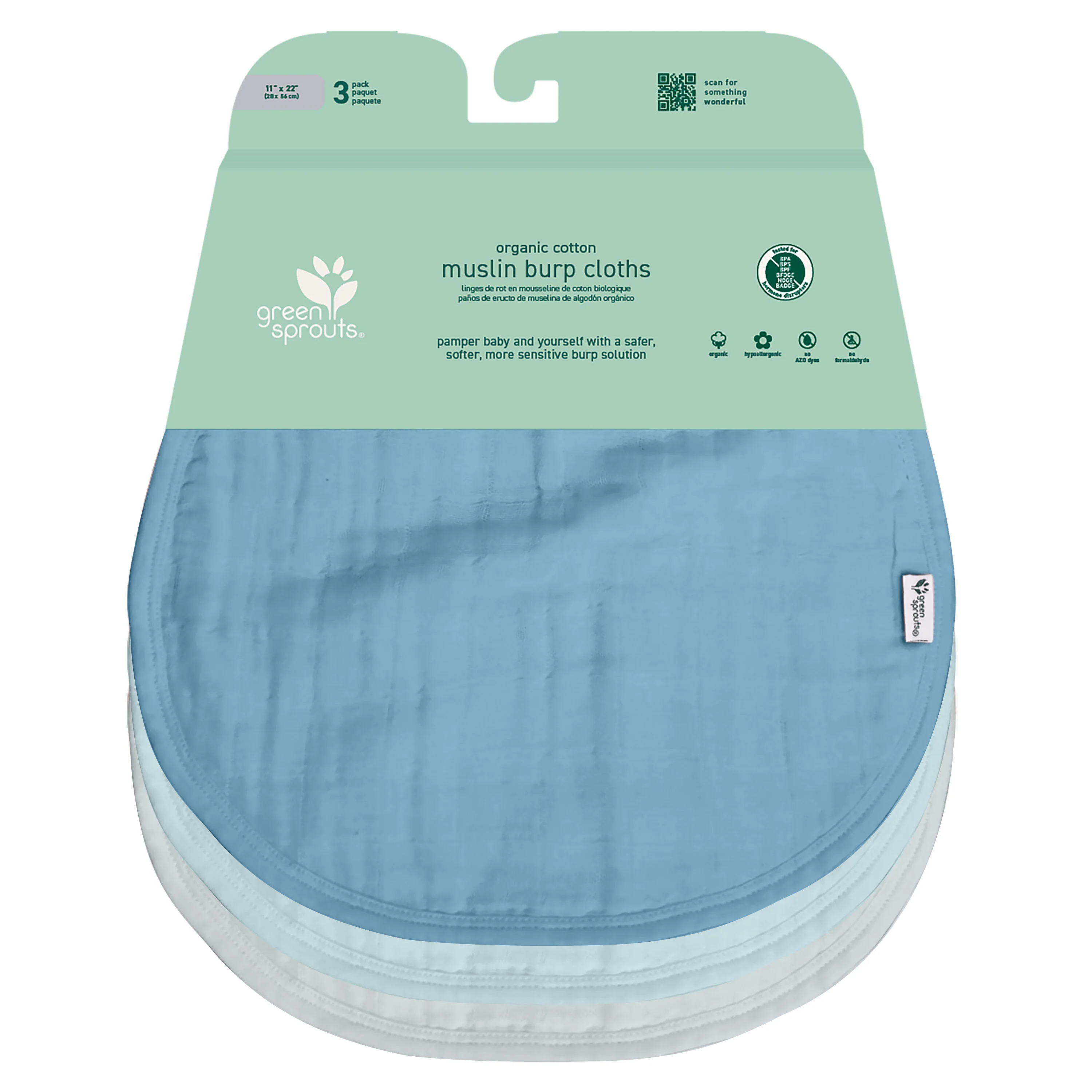 100% Certified Organic Cotton Muslin Burp Cloths - Image 12