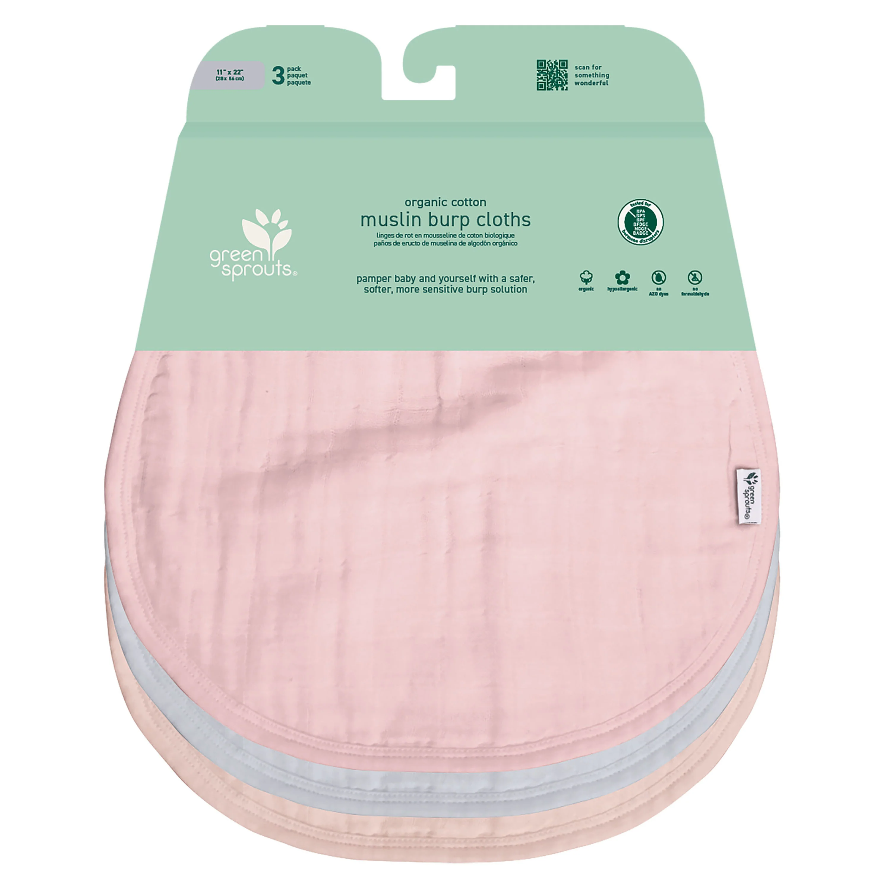 100% Certified Organic Cotton Muslin Burp Cloths - Image 9