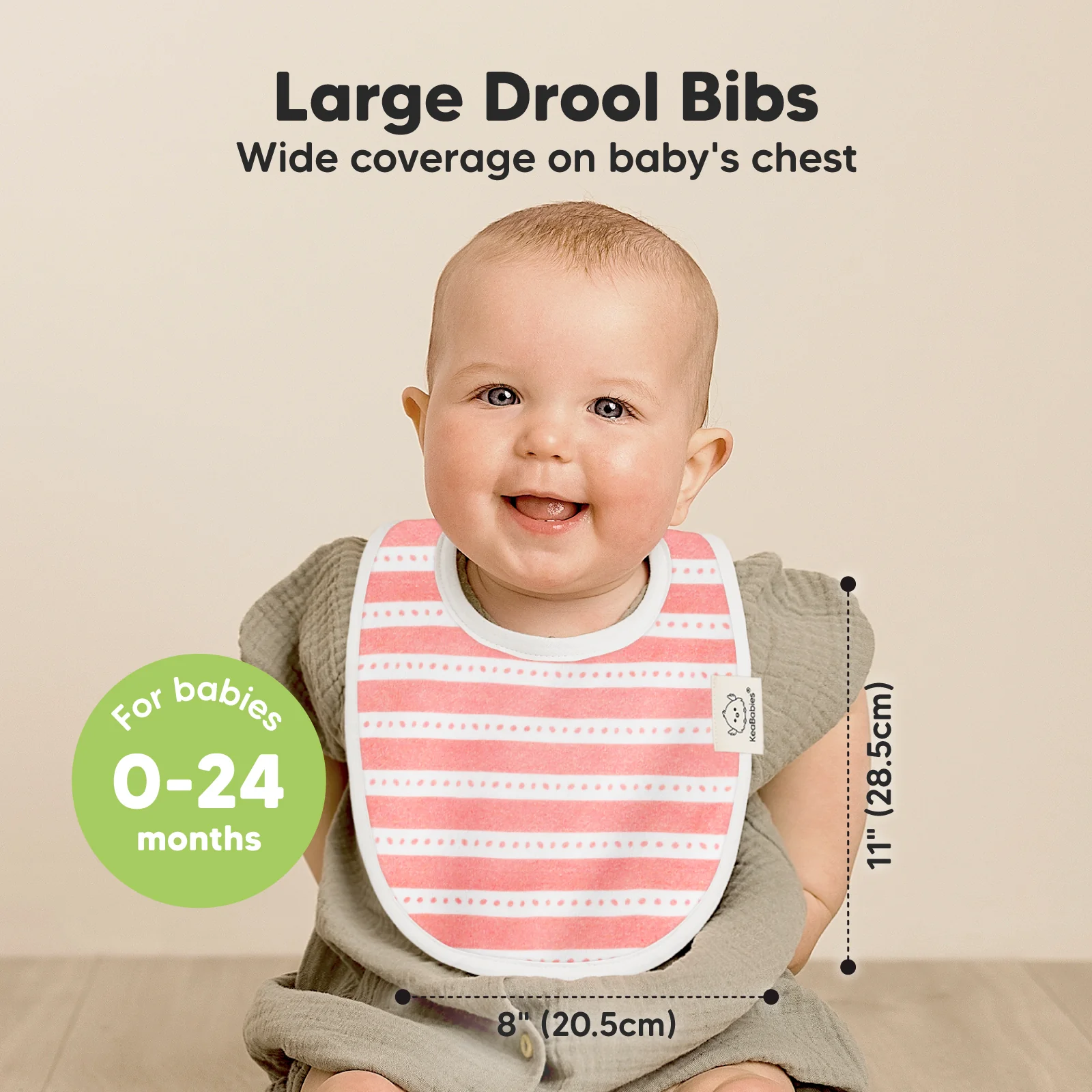 GOTS Certified, 100% Organic Cotton Baby Drool Bibs, Set of 8 - Image 2