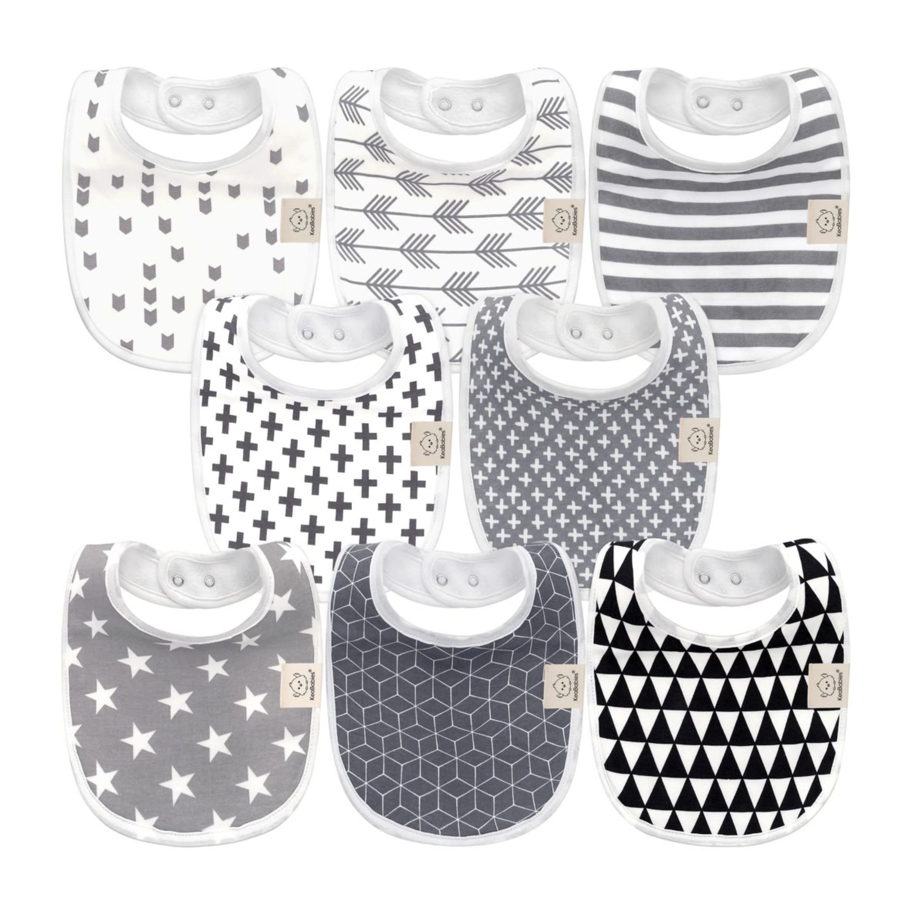GOTS Certified, 100% Organic Cotton Baby Drool Bibs, Set of 8 - Image 6