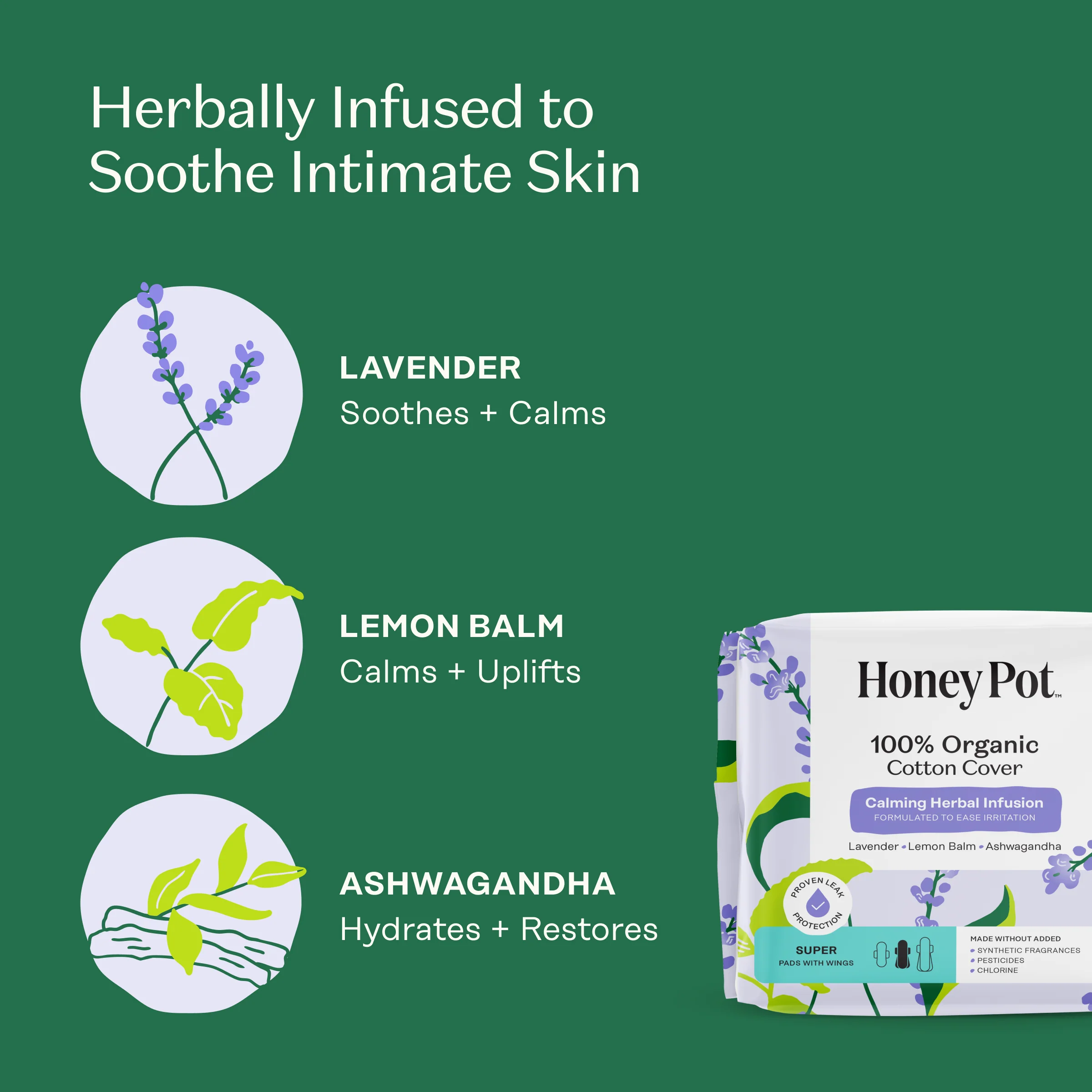 Super Pads - 100% Organic Cotton Cover Calming Herbal Infusion - Image 4