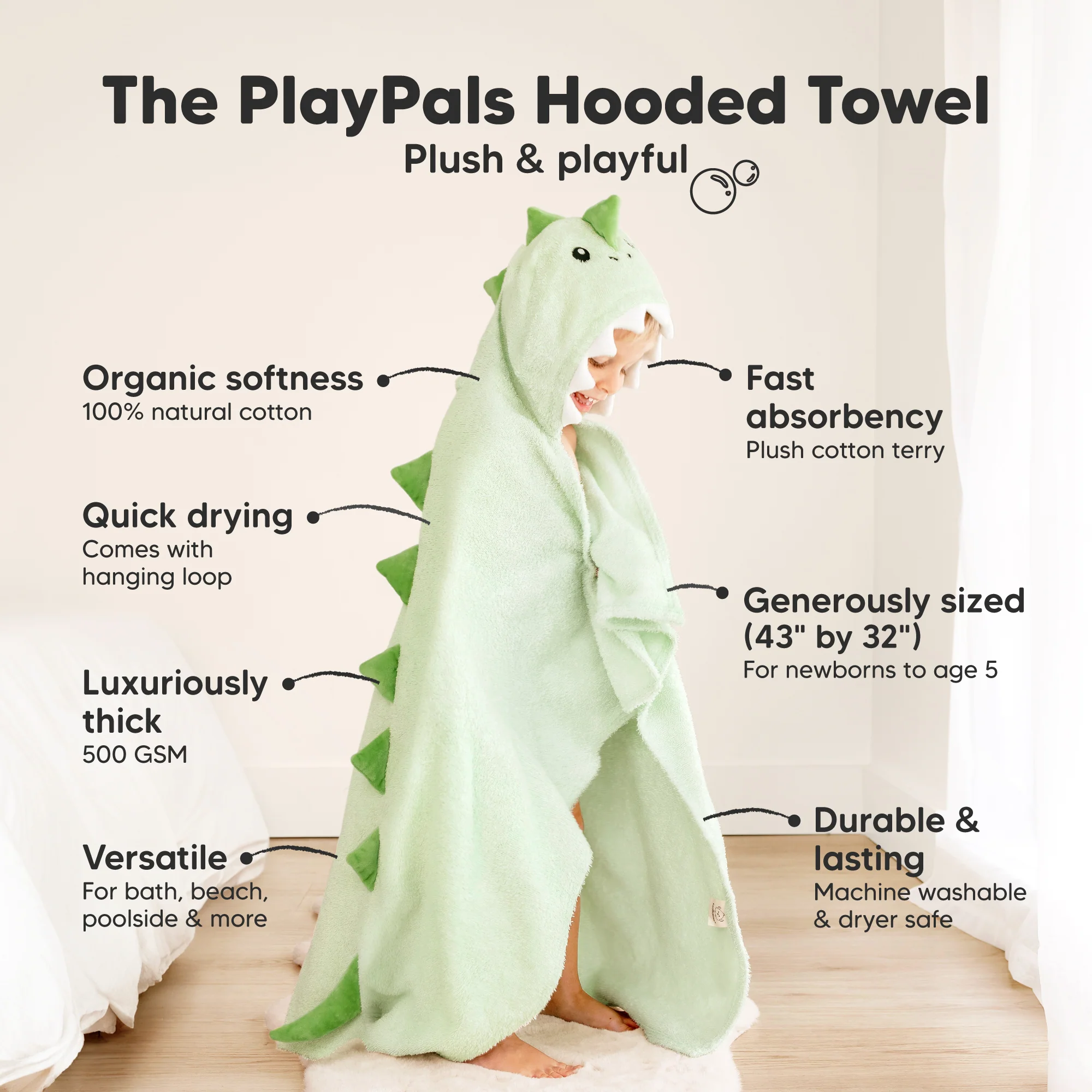 GOTS Certified, 100% Organic Cotton Hooded Towel - Image 8