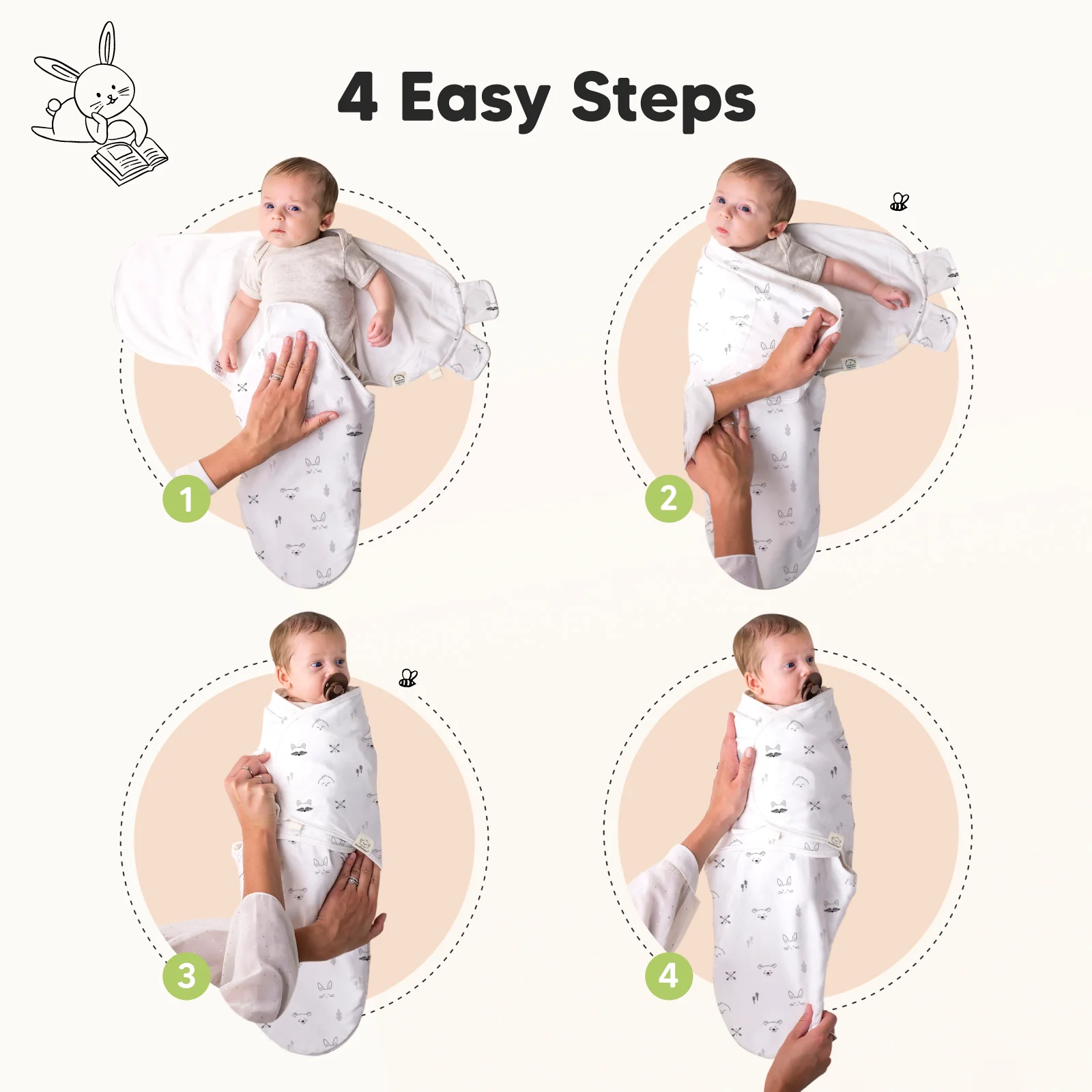 GOTS Certified, 100% Organic Cotton Soothe Swaddle Wraps, Set of 3 - Image 9