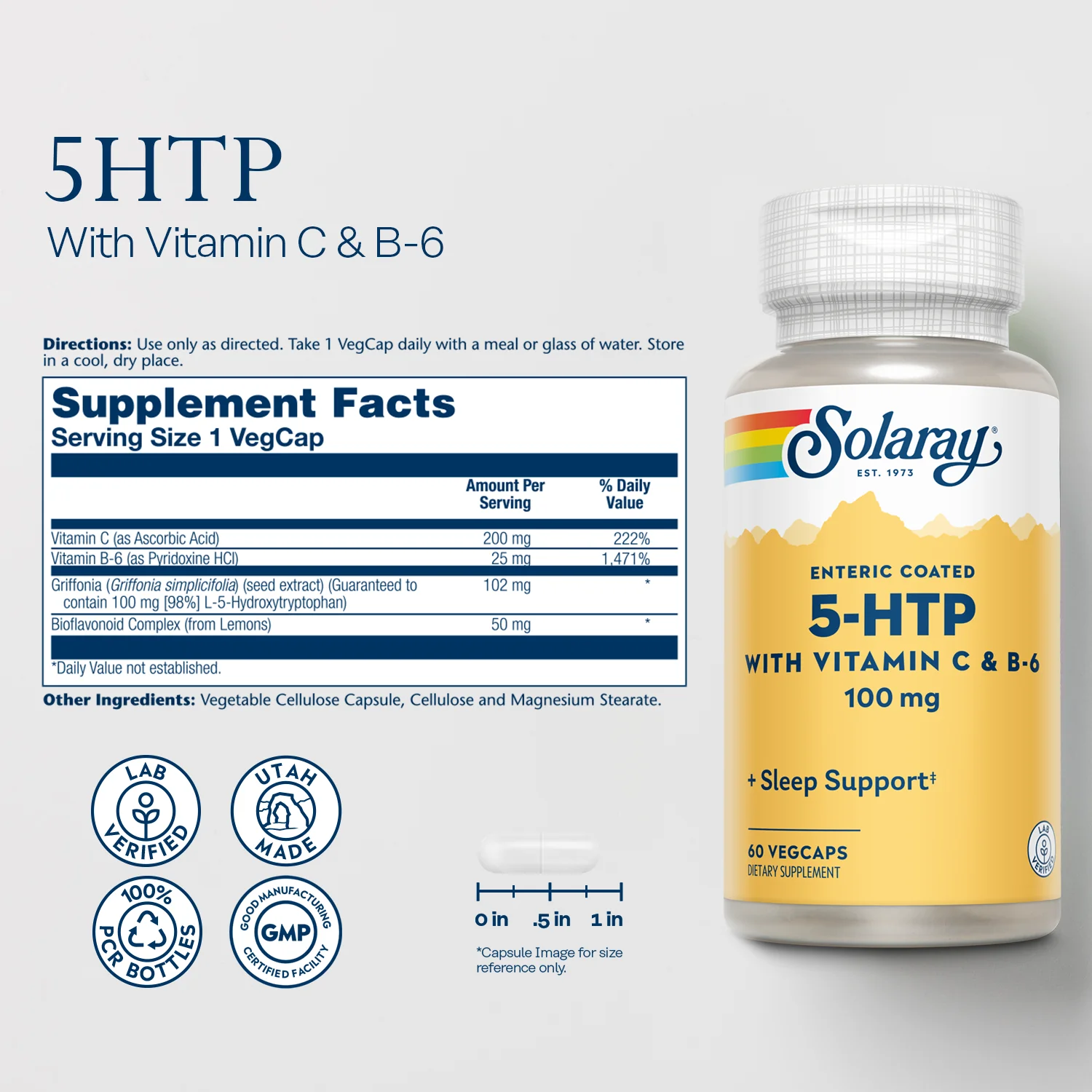 5-HTP EC-w Vit C & B6, 100 mg - Image 3