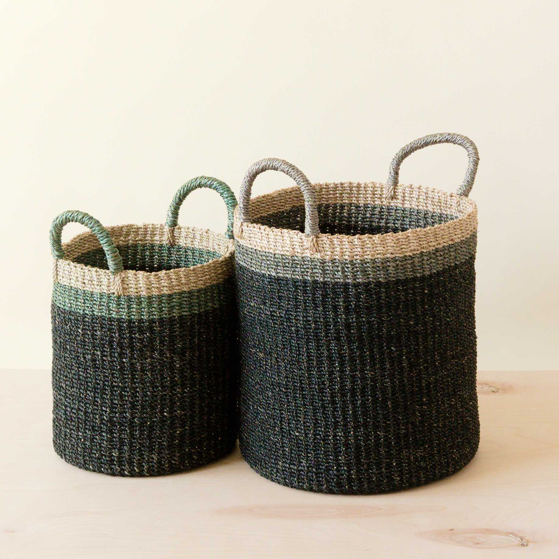Abaca Cylinder Basket with Handles, Set of 2 - Image 5