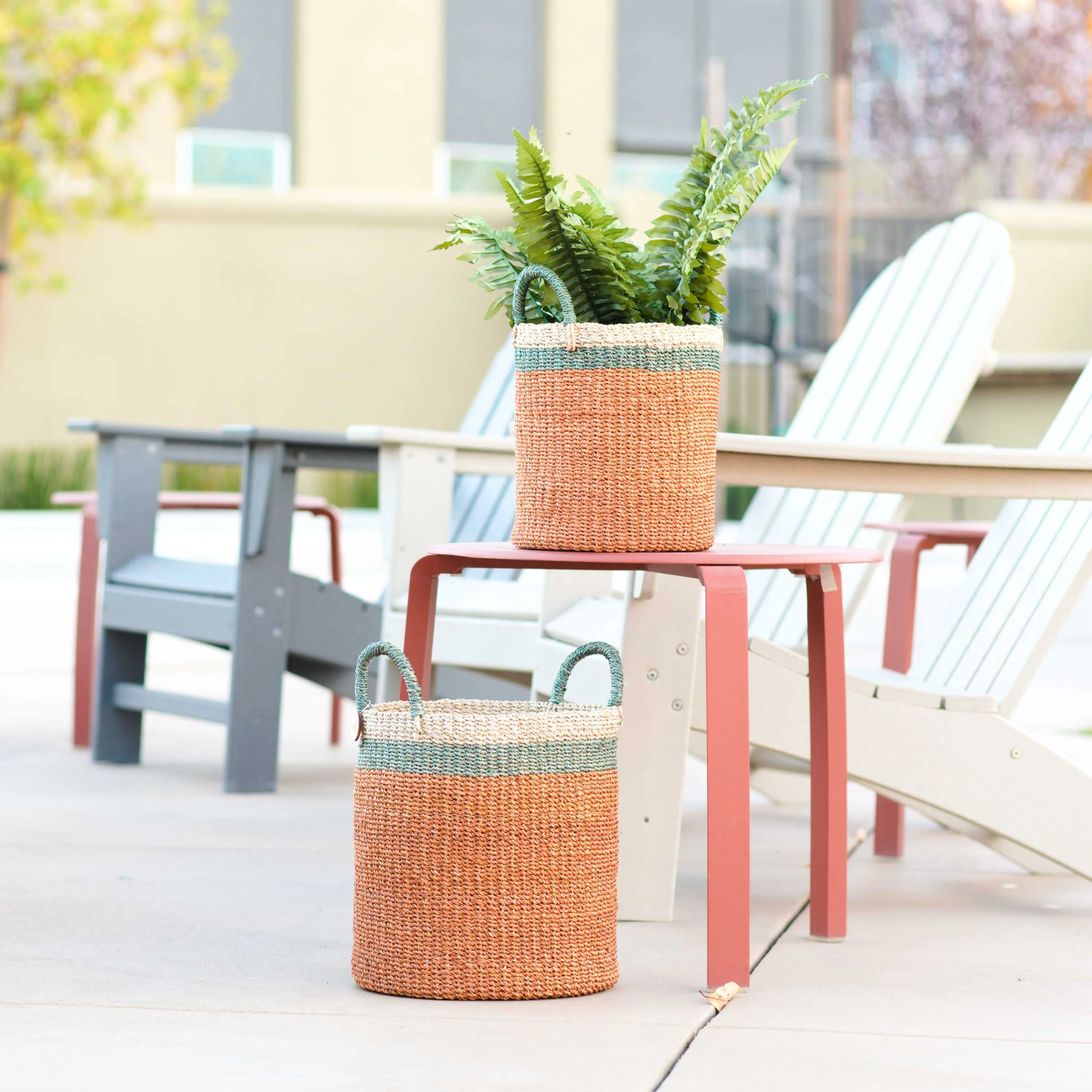 Abaca Cylinder Basket with Handles, Set of 2 - Image 3