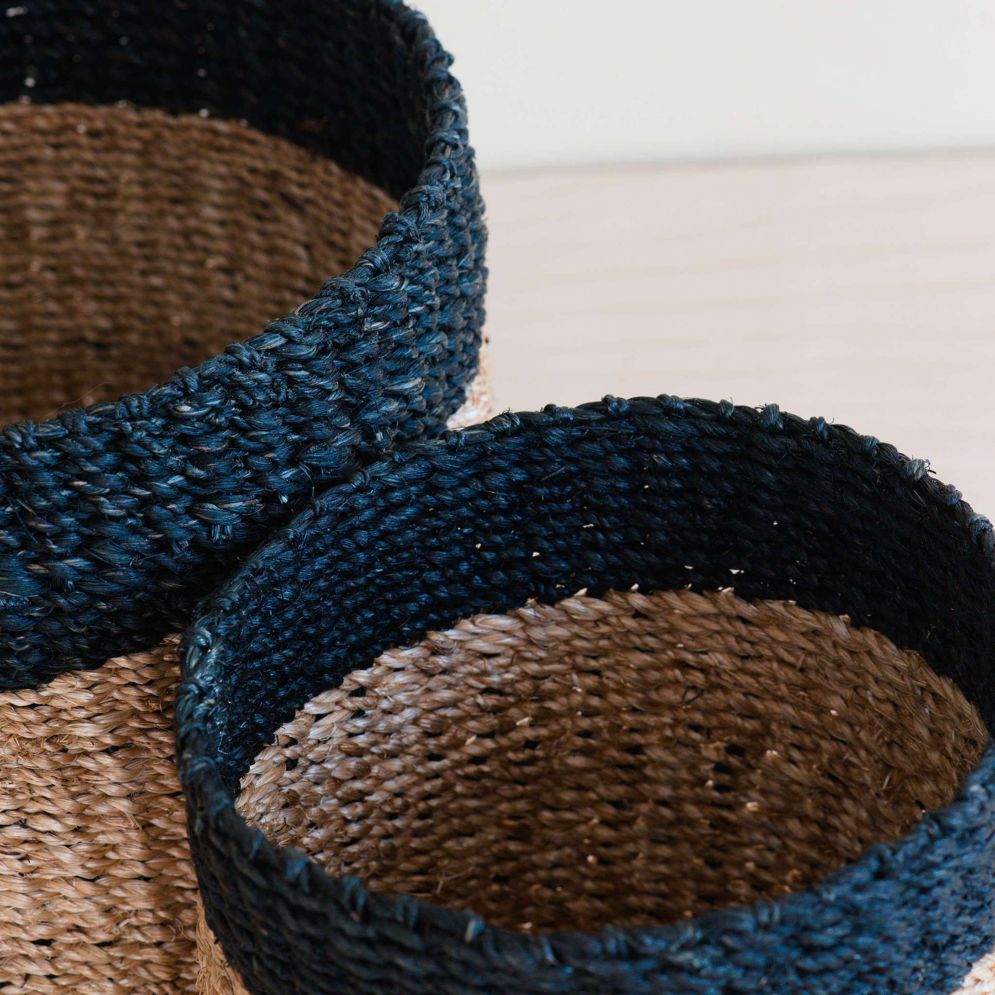 Abaca Cylinder Tabletop Basket, nested set of 2 - Image 3