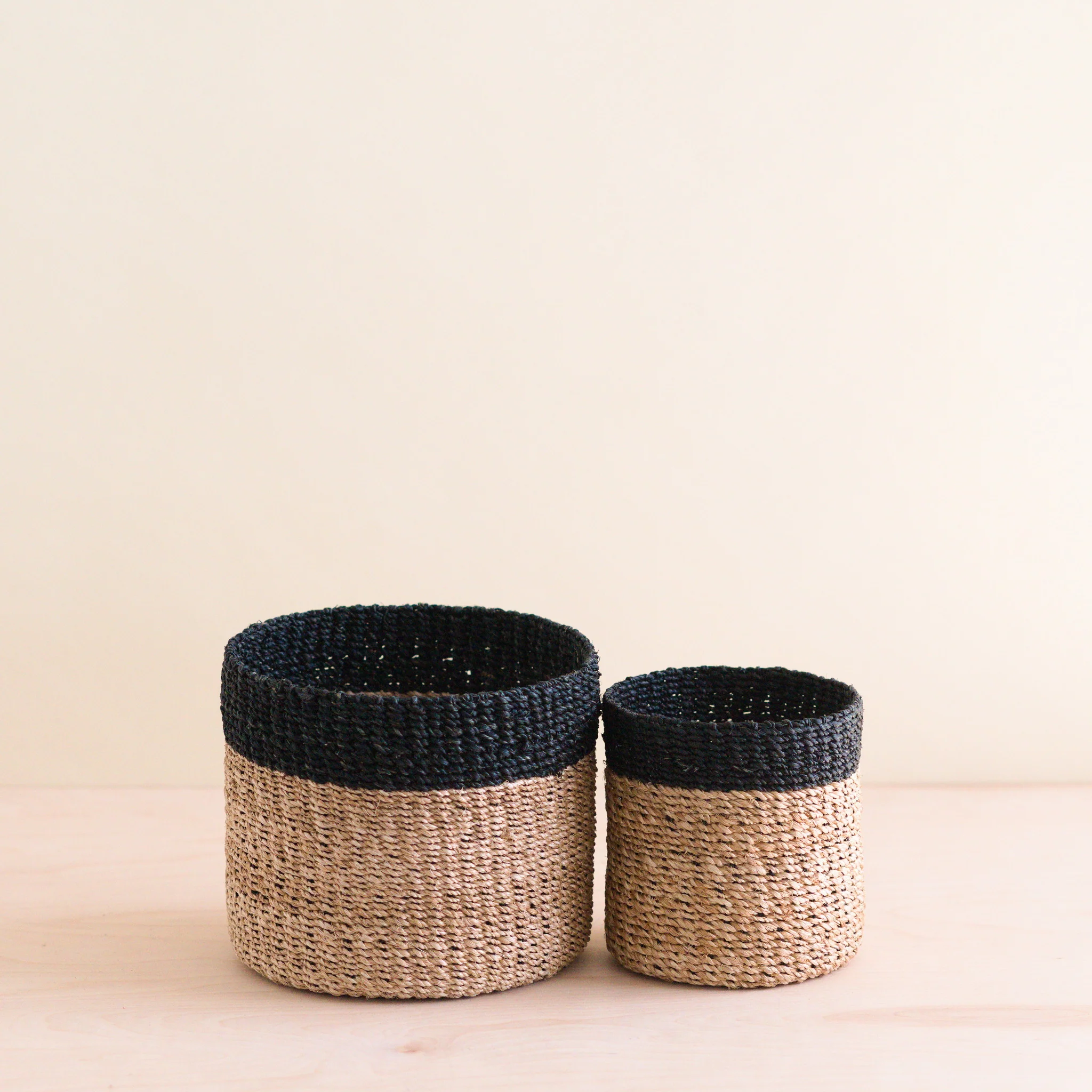 Abaca Cylinder Tabletop Basket, nested set of 2 - Image 6