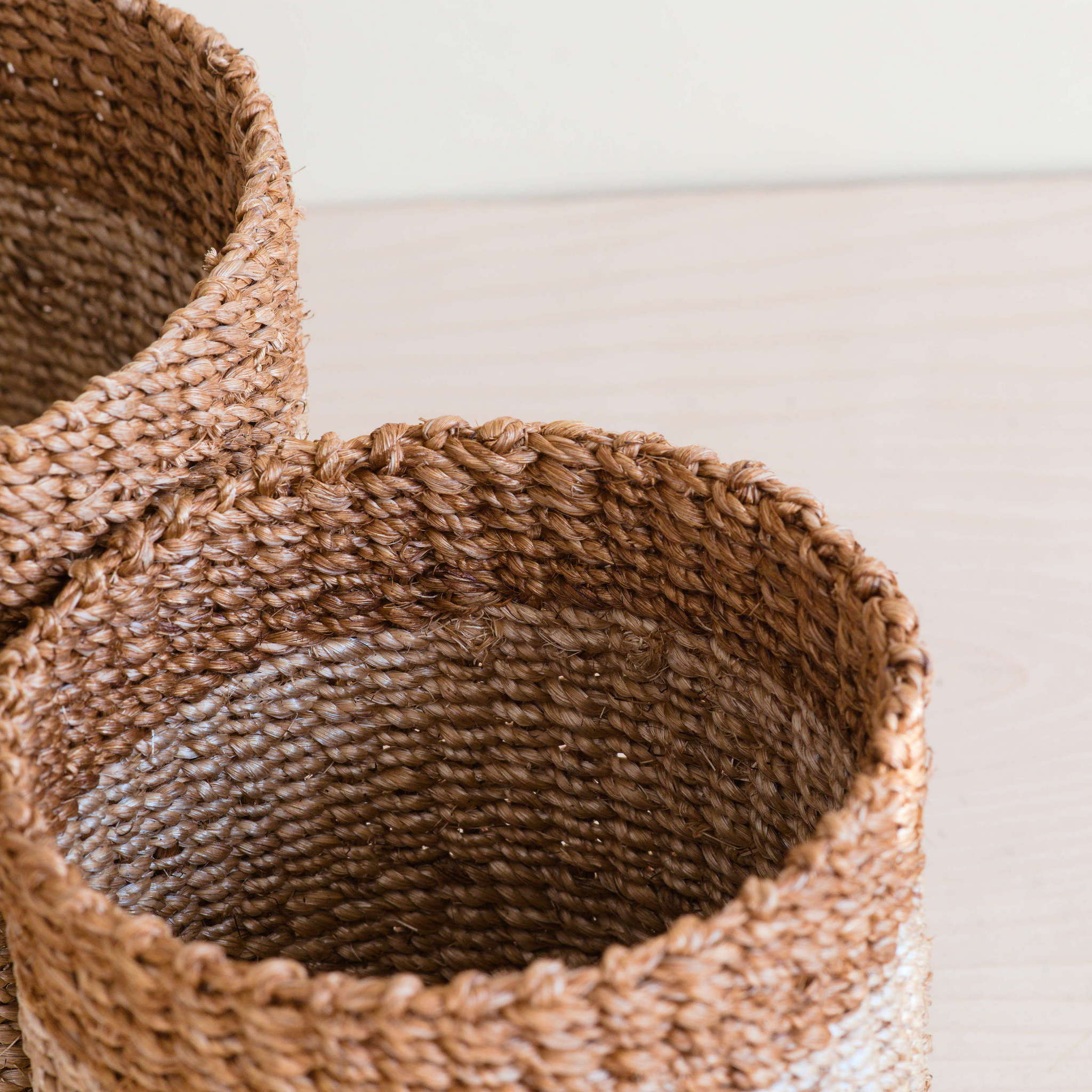 Abaca Cylinder Tabletop Basket, nested set of 2 - Image 6