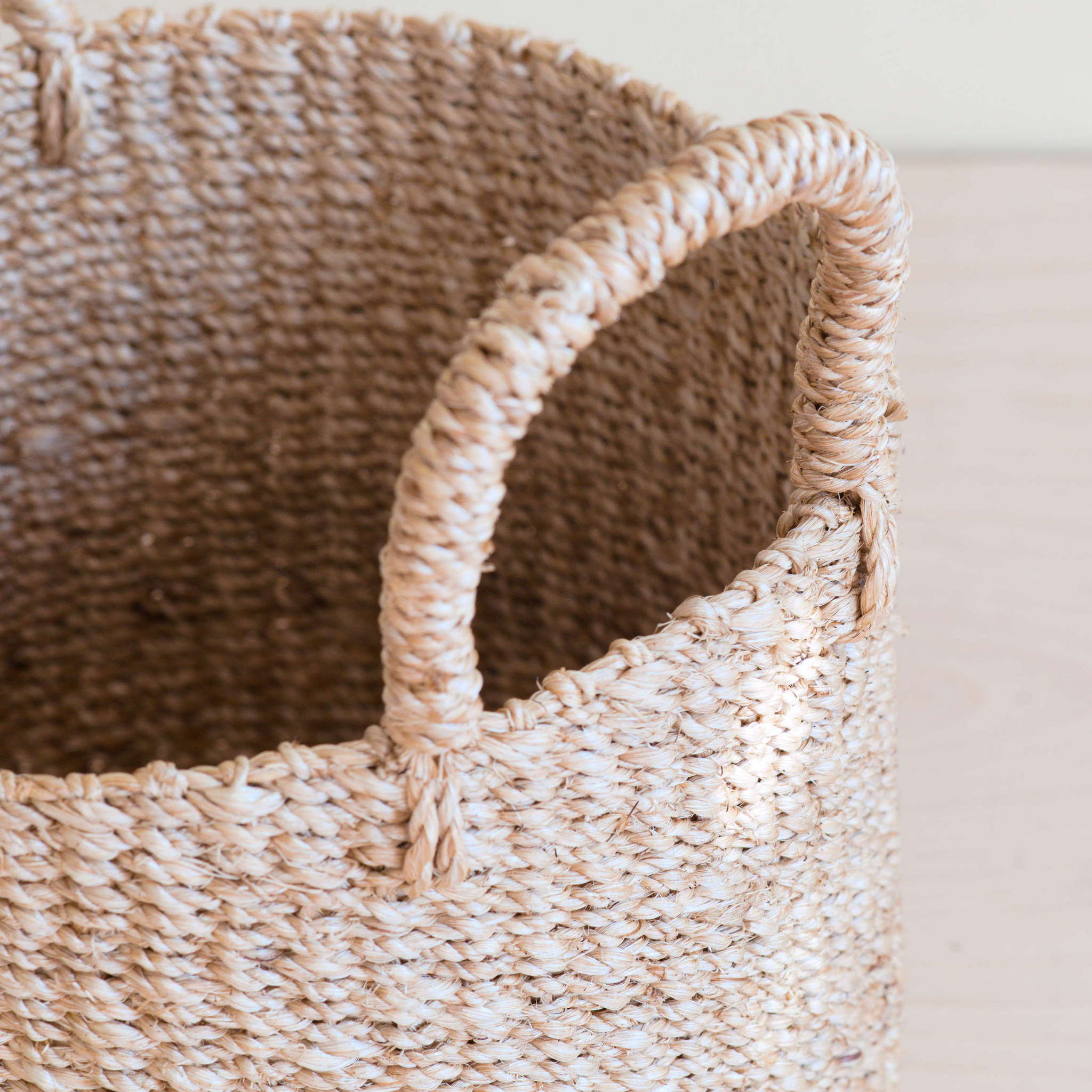 Abaca Cylinder Tabletop Basket with Handles, Set of 2 - Image 5