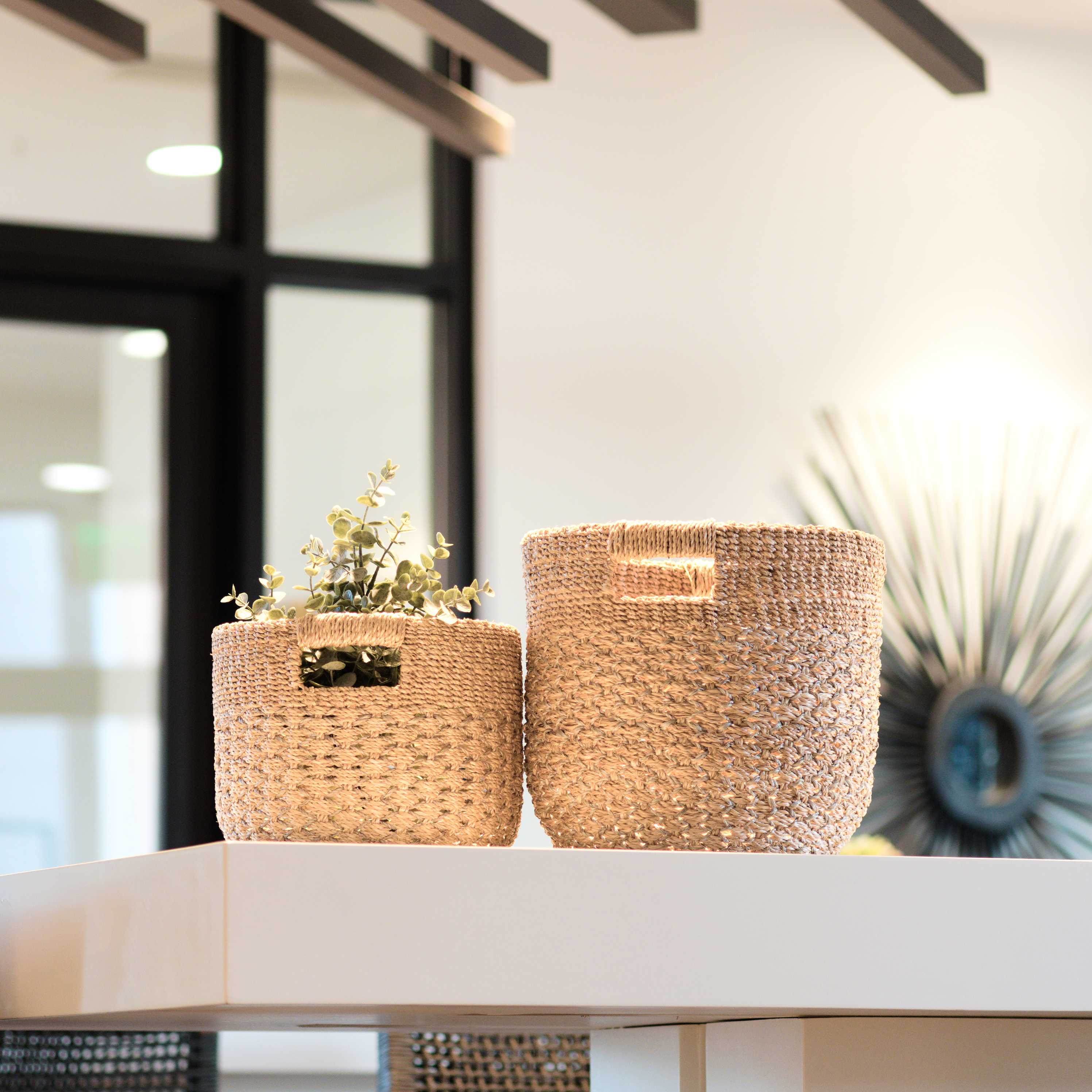 Abaca Round Bottom Basket, nested set of 2 - Image 3