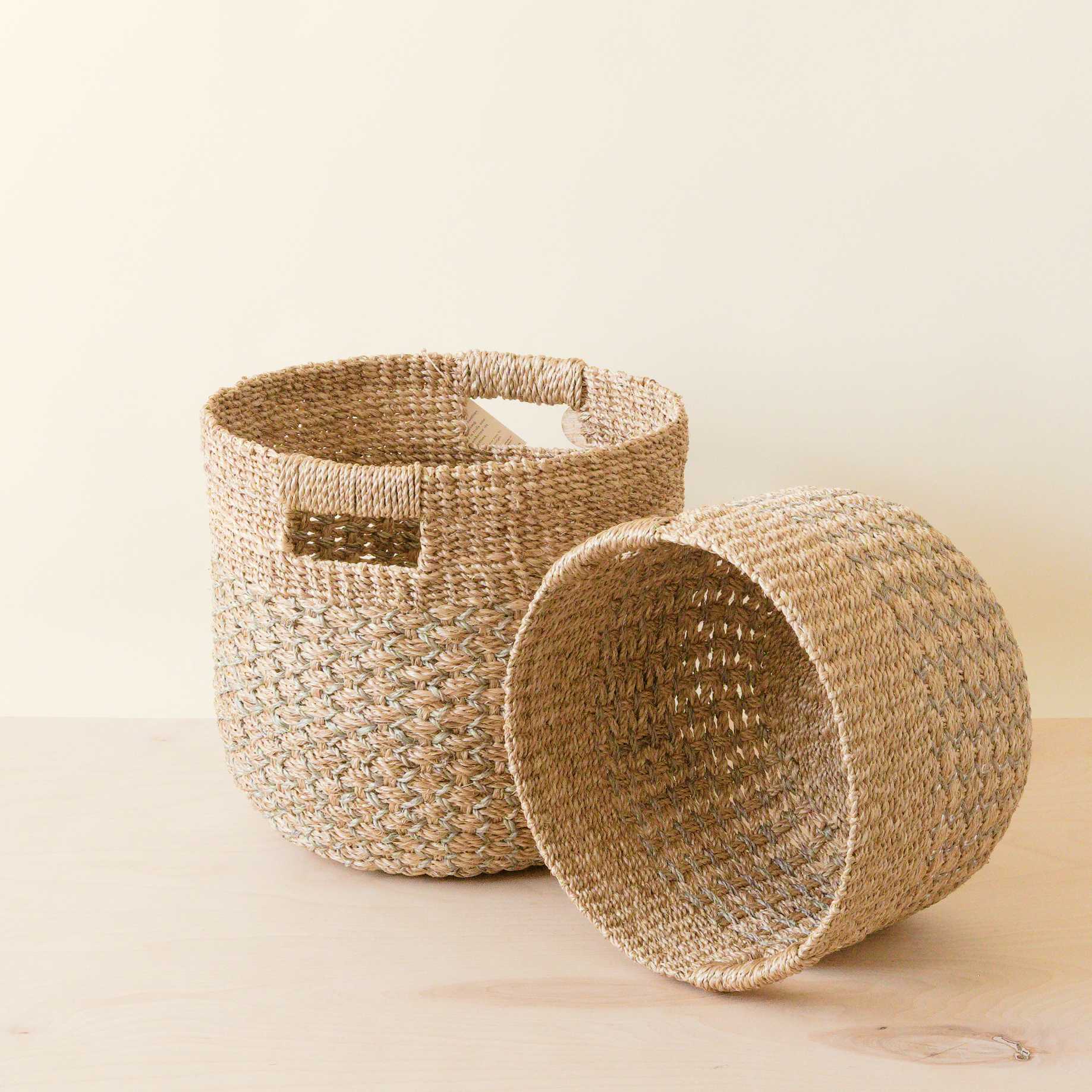 Abaca Round Bottom Basket, nested set of 2 - Image 6