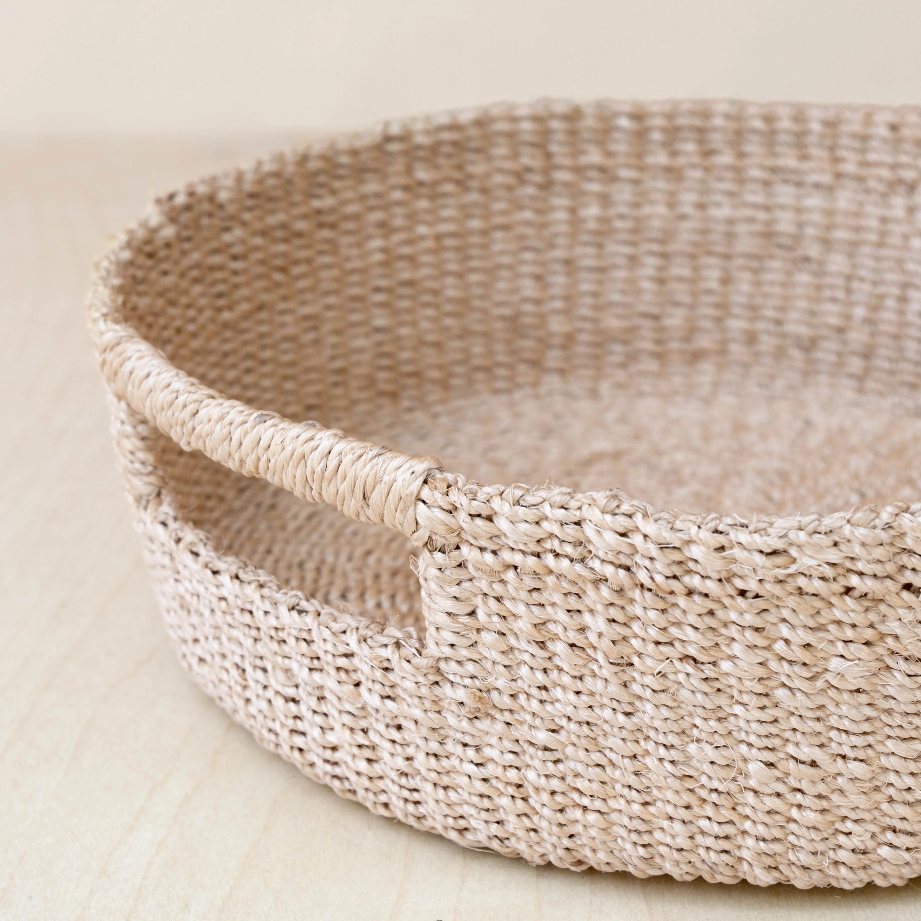 Abaca Round Tray with Cutout Handles - Image 5