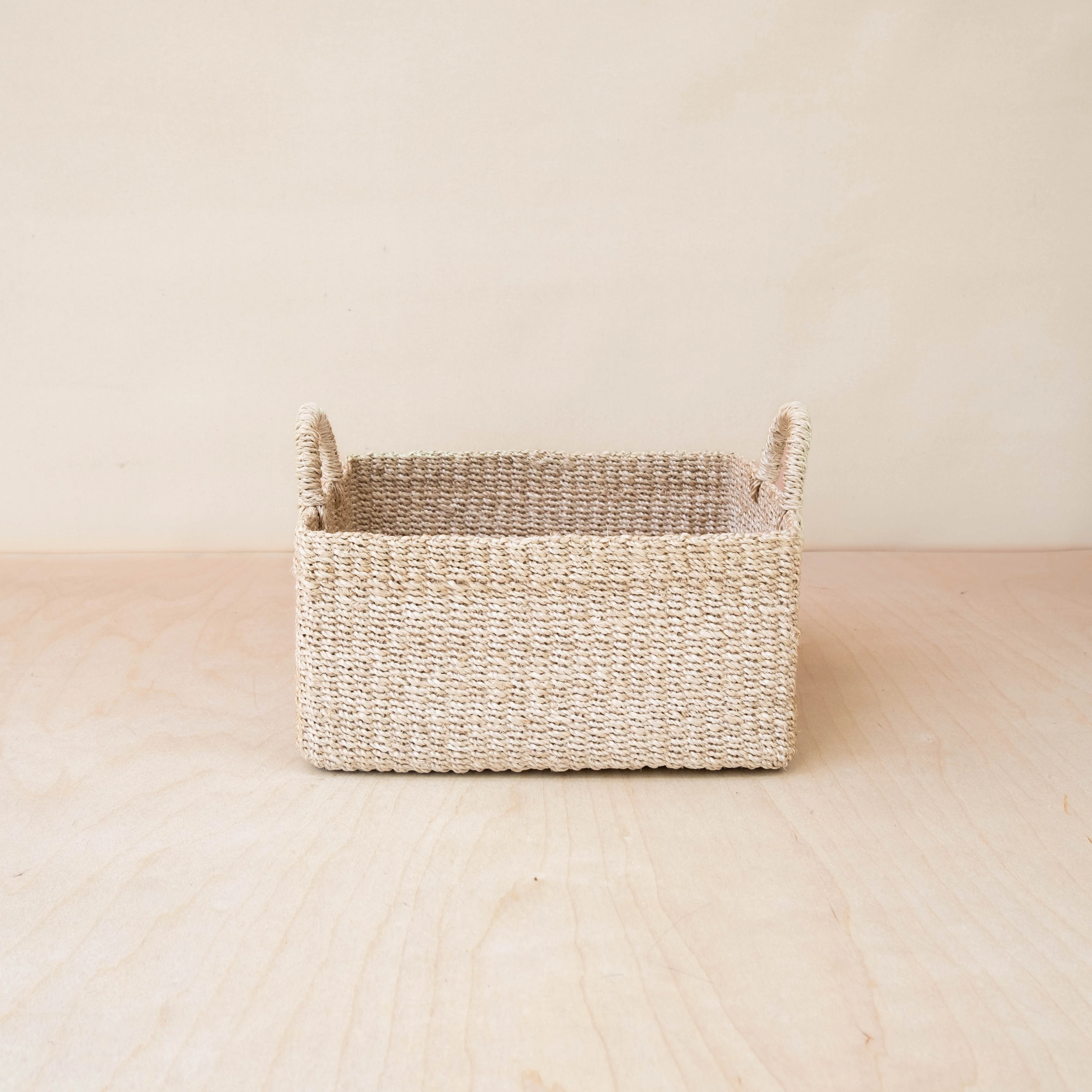 Abaca Square Tabletop Basket with Handles - Image 2