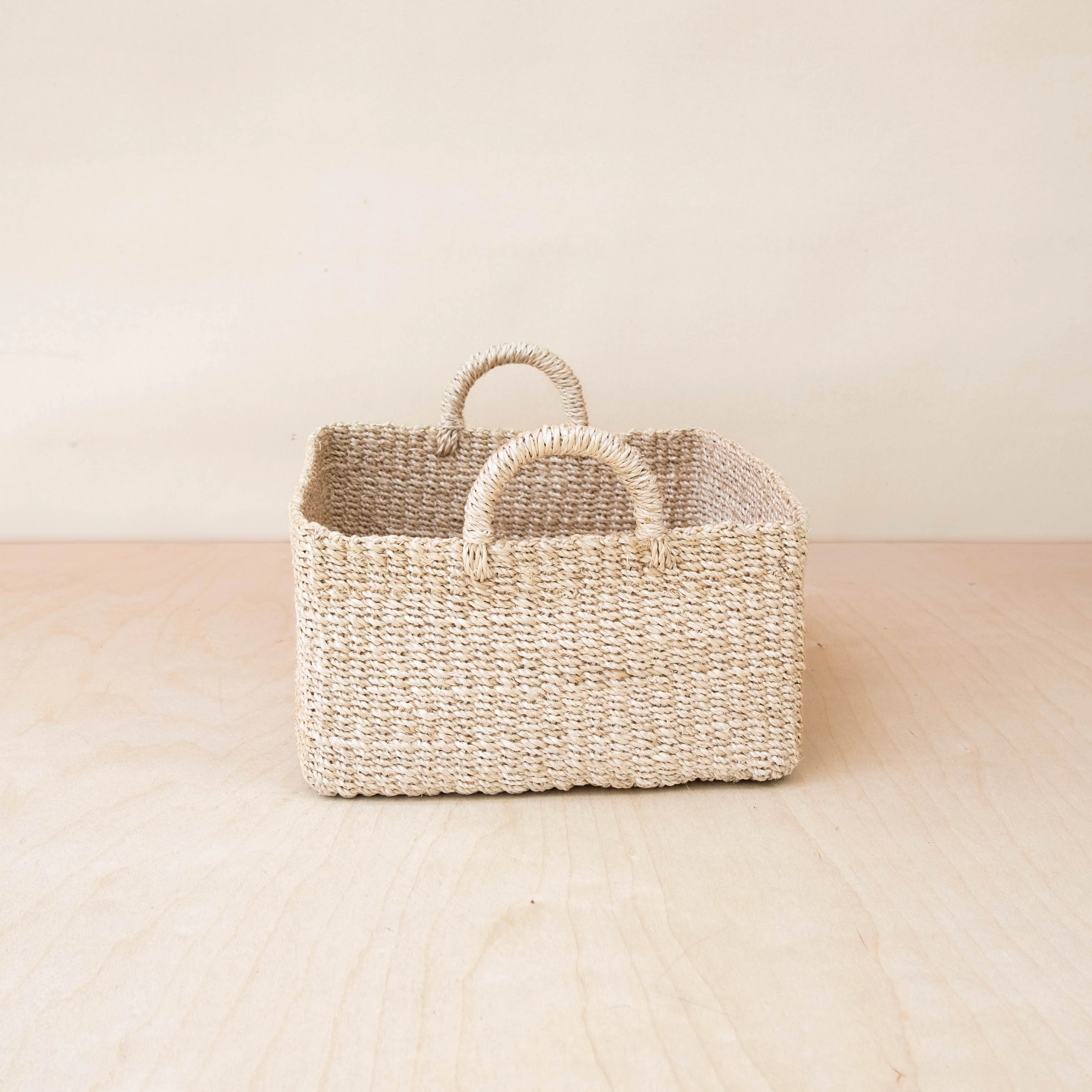 Abaca Square Tabletop Basket with Handles - Image 3