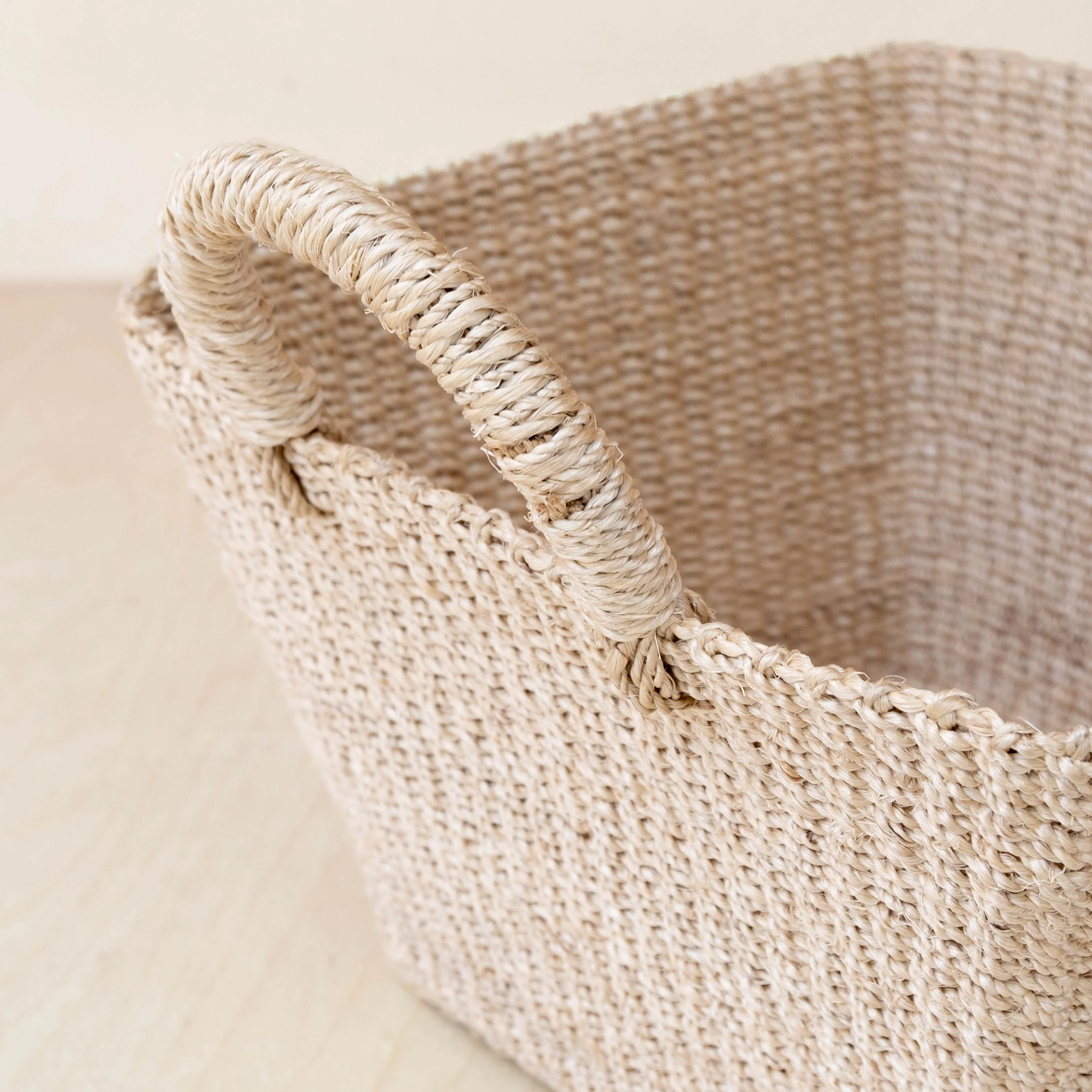 Abaca Tapered Square Tabletop Basket with Handles - Image 5
