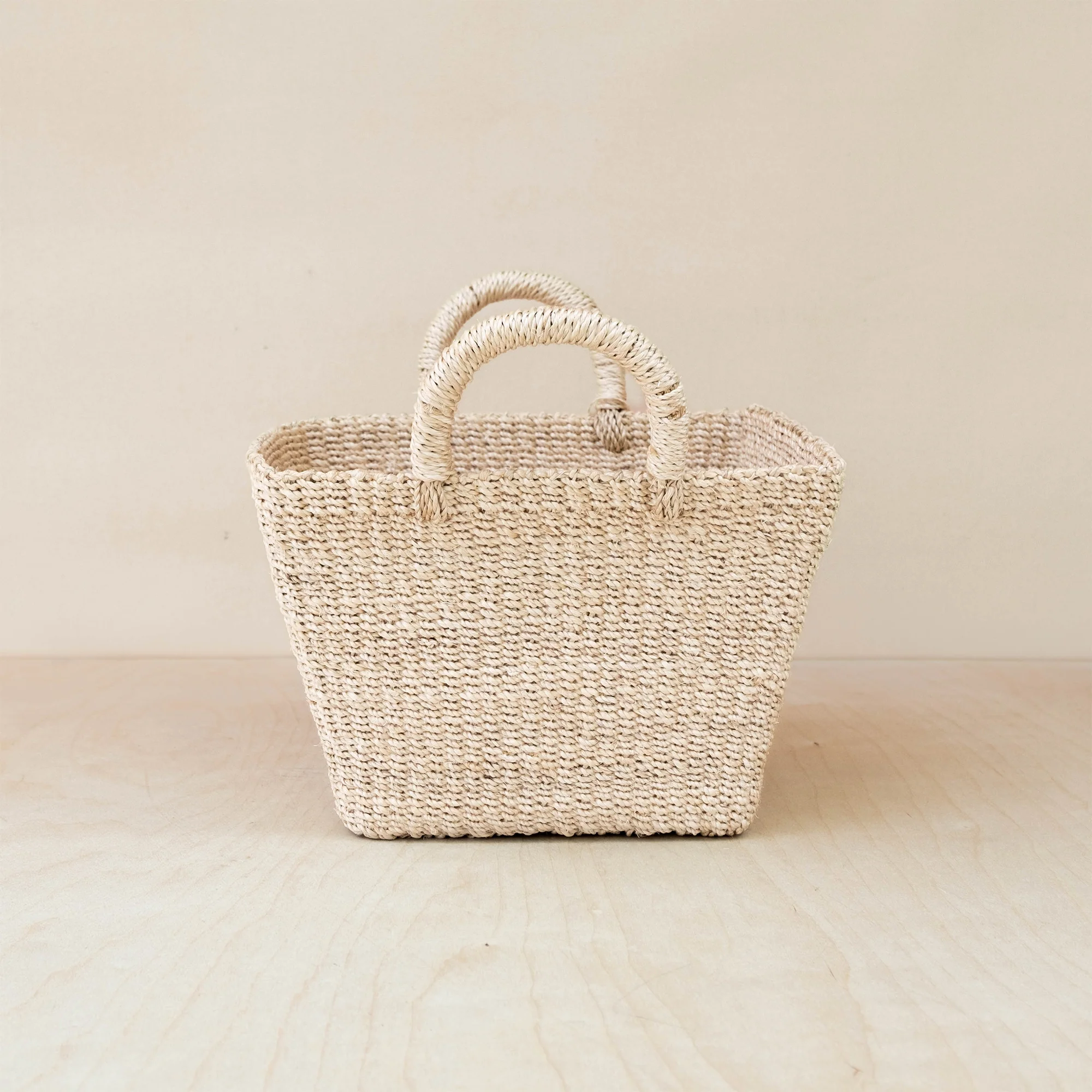 Abaca Tapered Square Tabletop Basket with Handles - Image 6