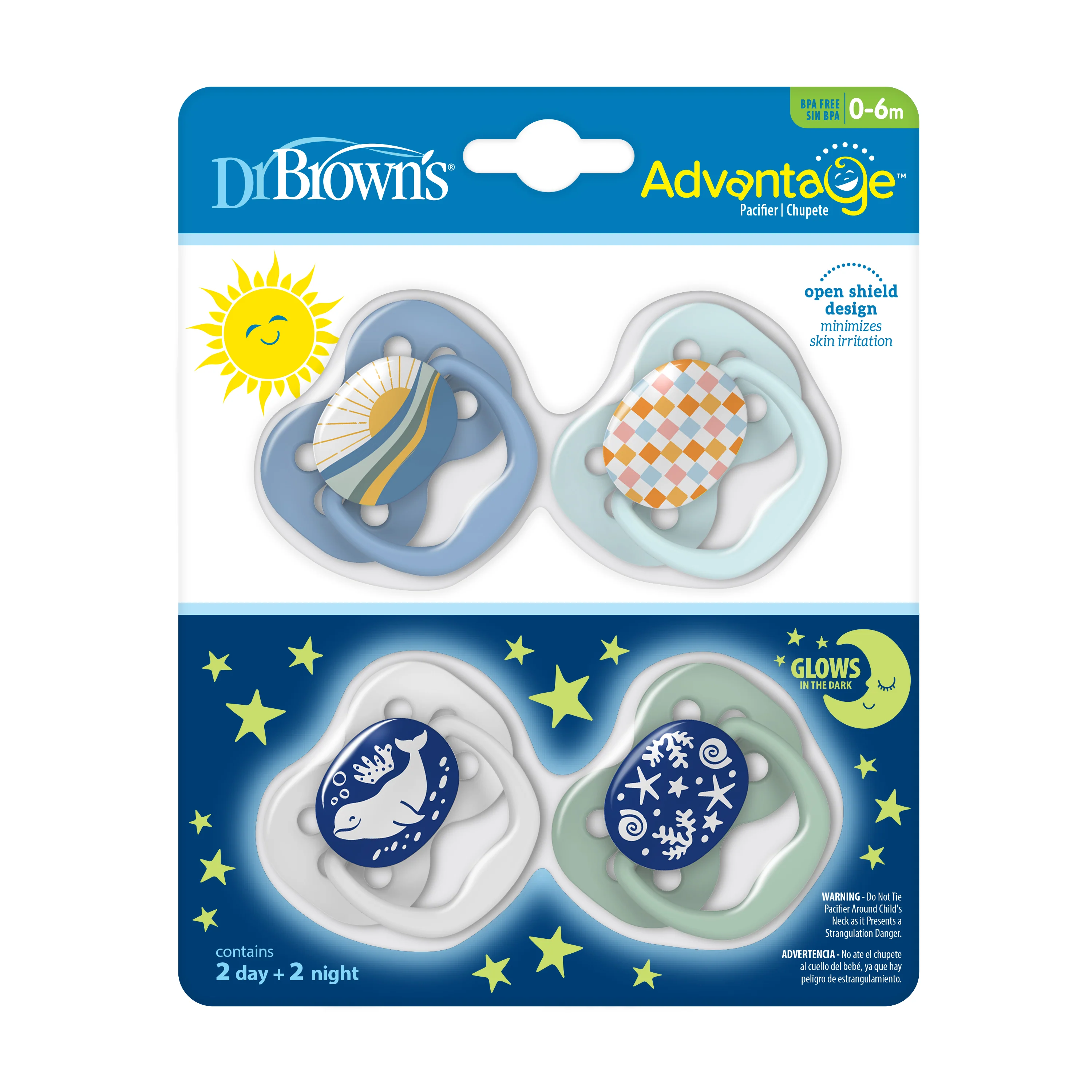 Advantage Glow-in-the-Dark Baby Pacifier, Stage 1, Fully Symmetrical Soother with Soft Silicone Bulb - Image 4