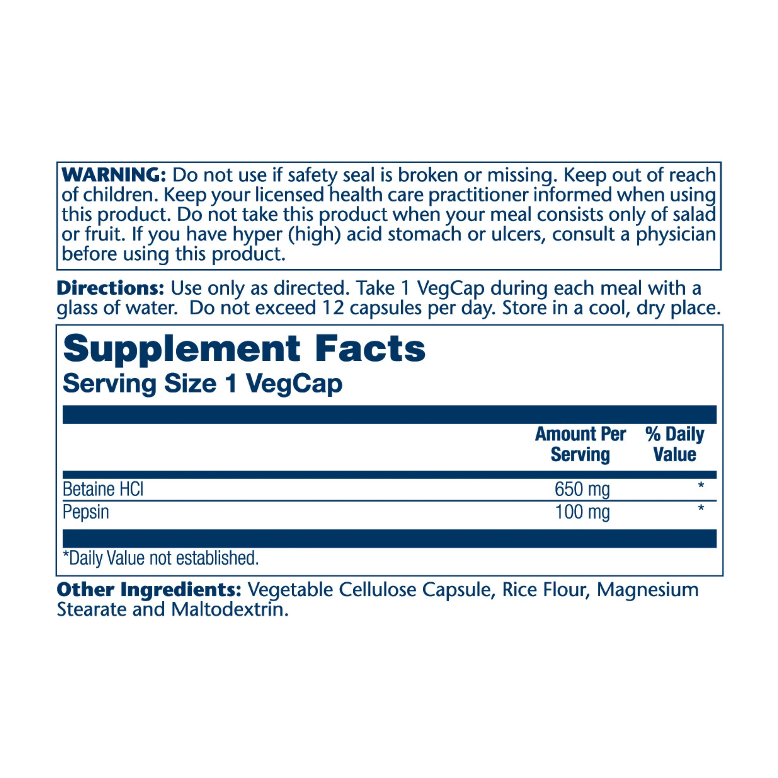 Betaine HCI HP with Pepsin, 650 mg - Image 2