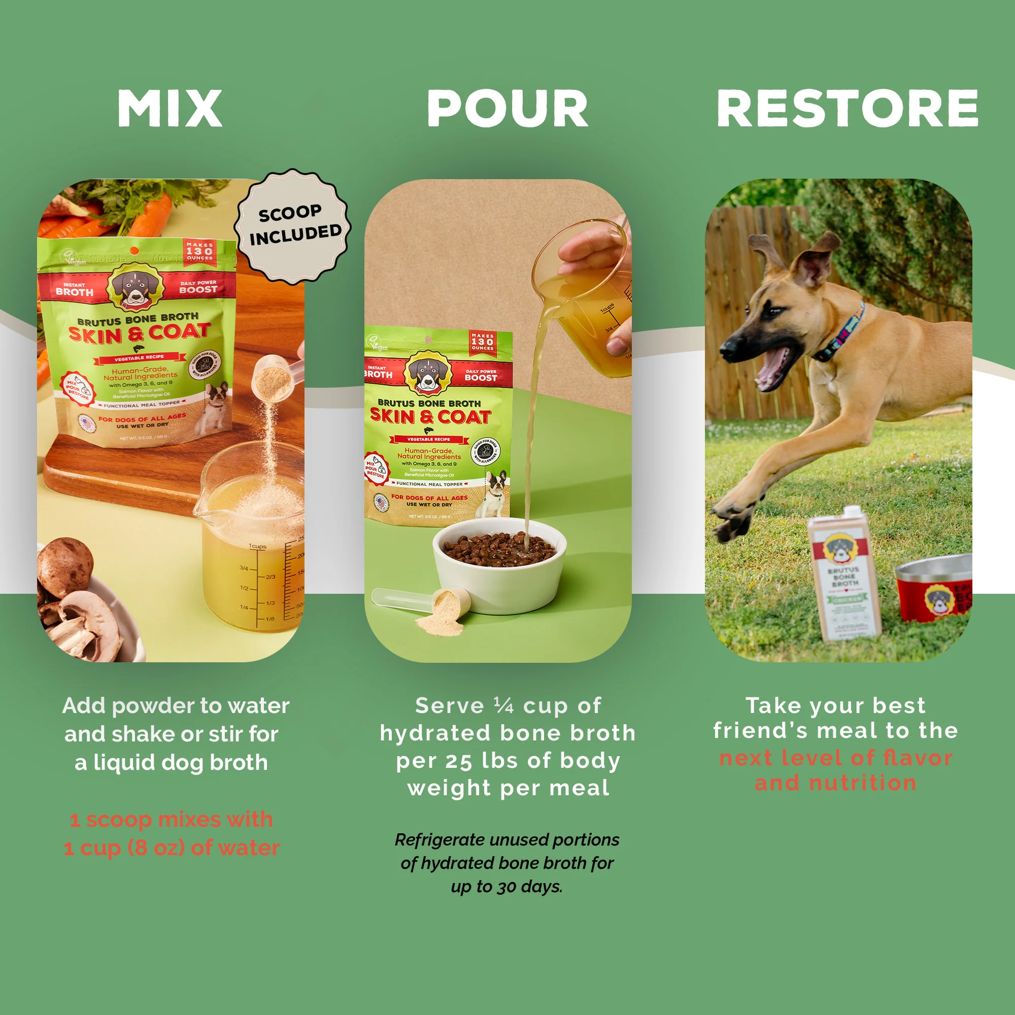 Brutus on the Go: Vegatable Skin & Coat Instant Bone Broth Mega Pack - Image 4