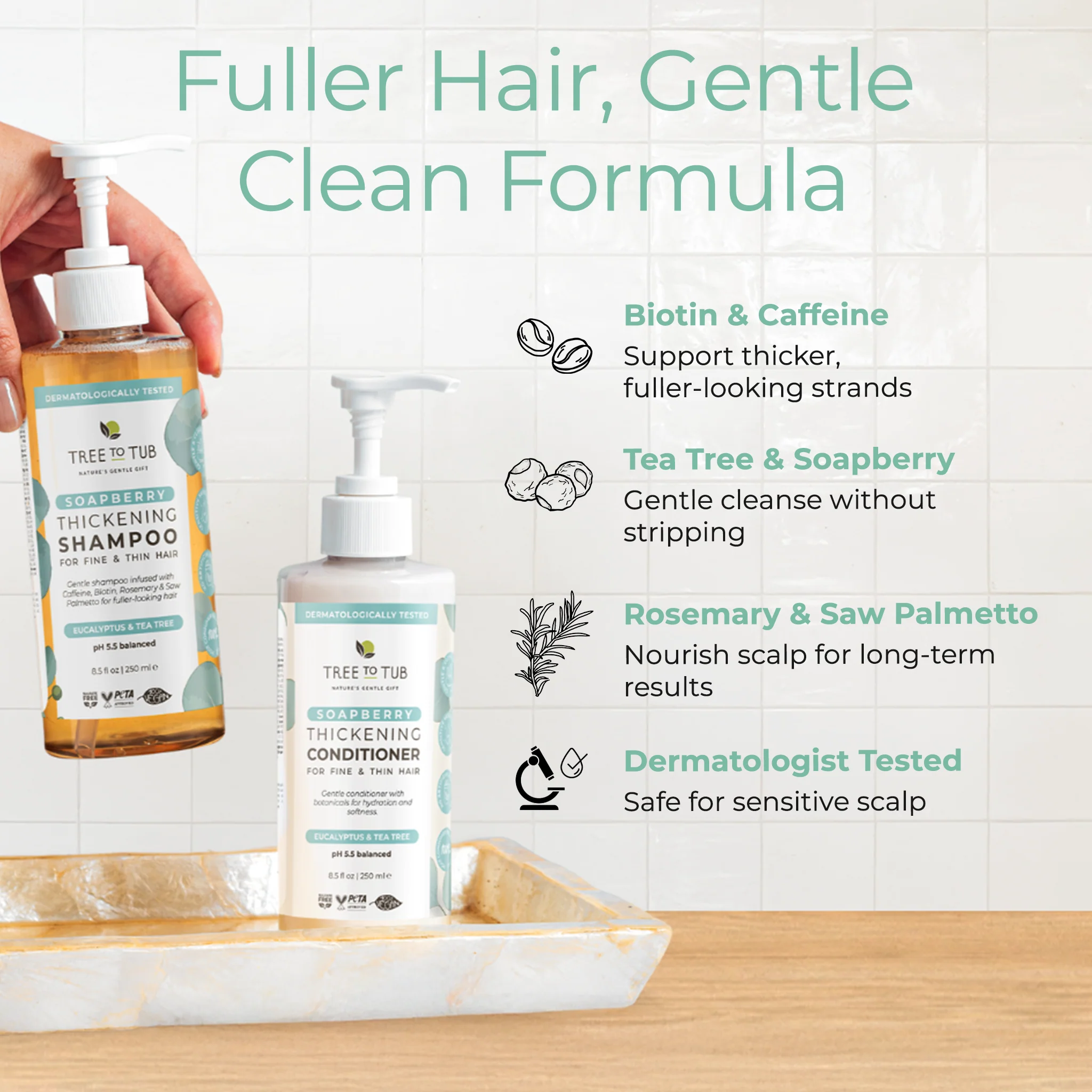 Thickening Caffeine & Biotin Shampoo and Conditioner Set - Image 3