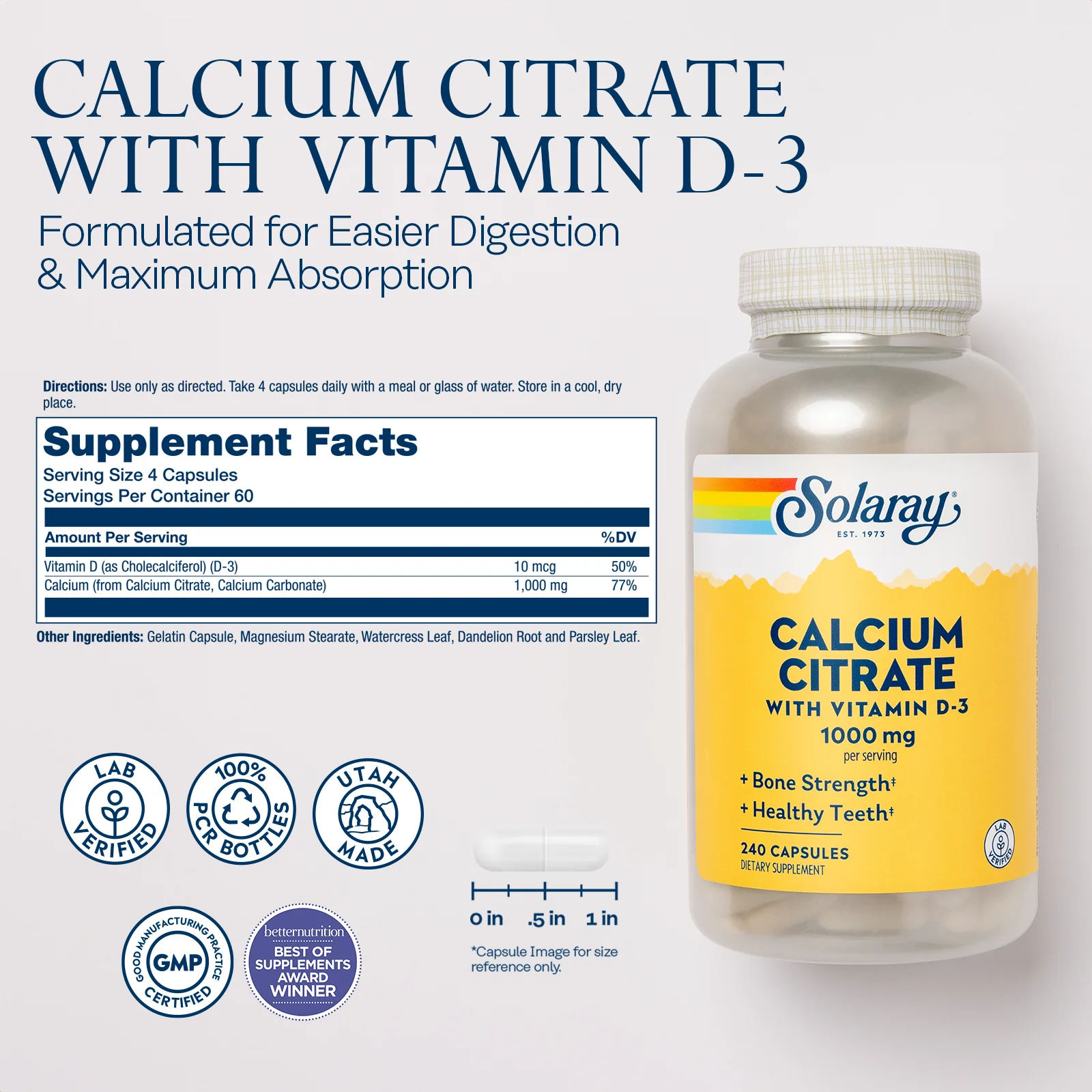 Calcium Citrate with Vitamin D3, 1000 mg - Image 3