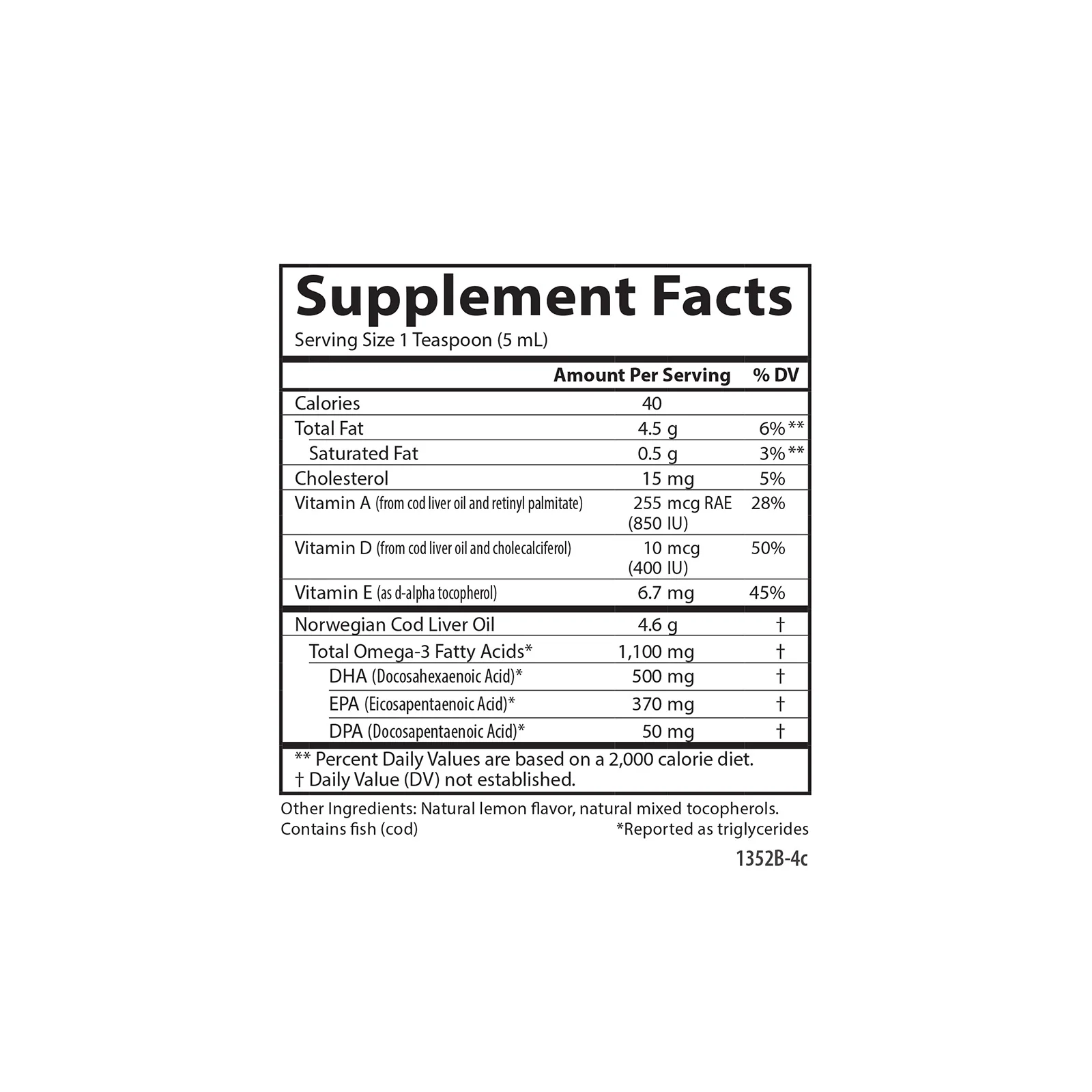 Cod Liver Oil - 1,100 mg Omega-3s + Vitamins A & D3, 500 mL - Image 2