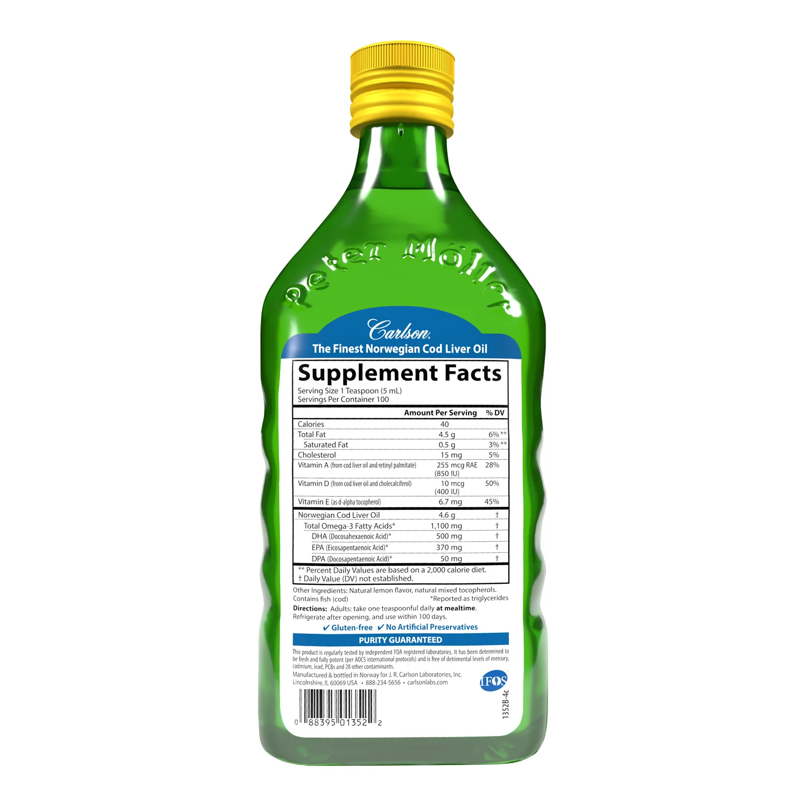 Cod Liver Oil - 1,100 mg Omega-3s + Vitamins A & D3, 500 mL - Image 3