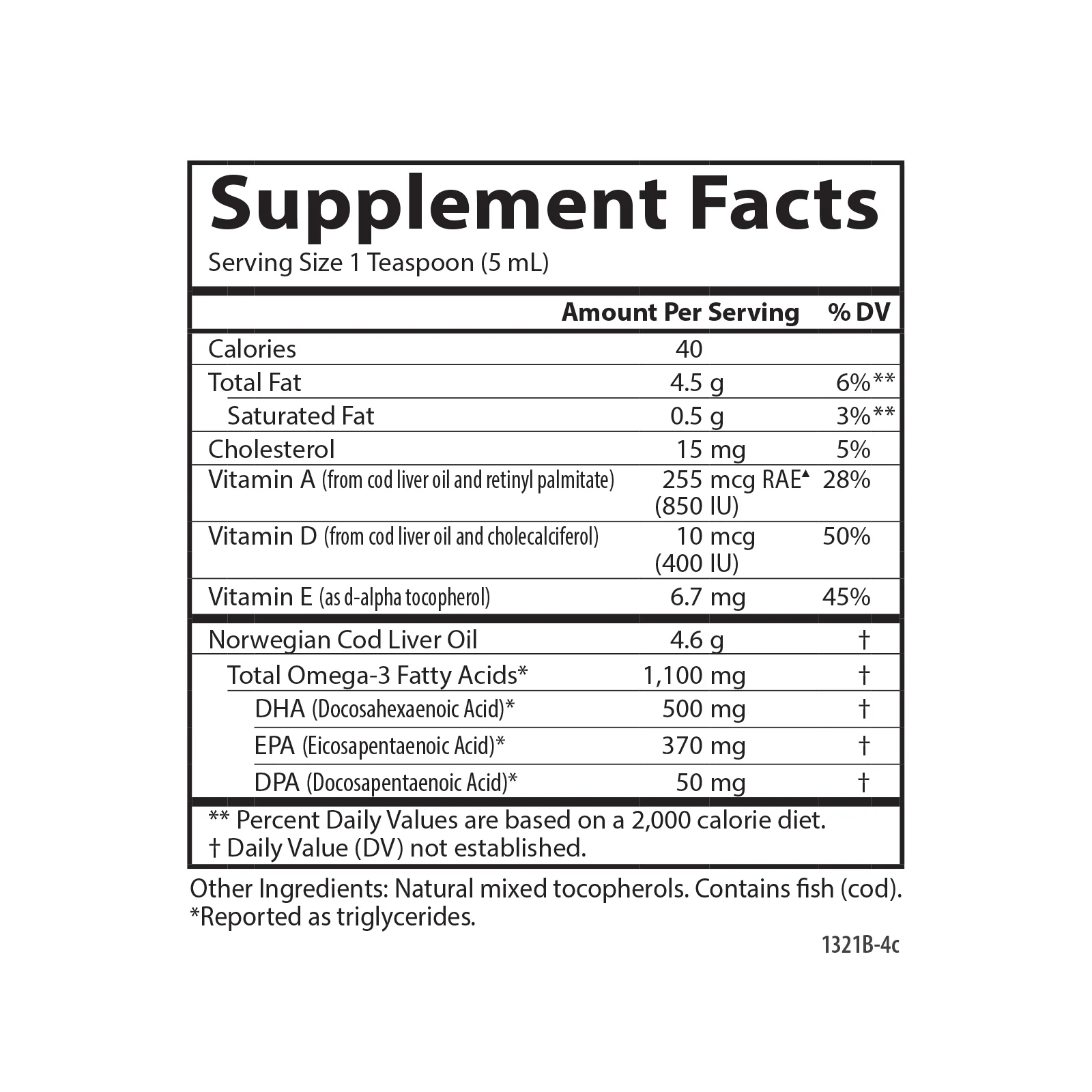 Cod Liver Oil - 1,100 mg Omega-3s + Vitamins A & D3, 250 mL - Image 2