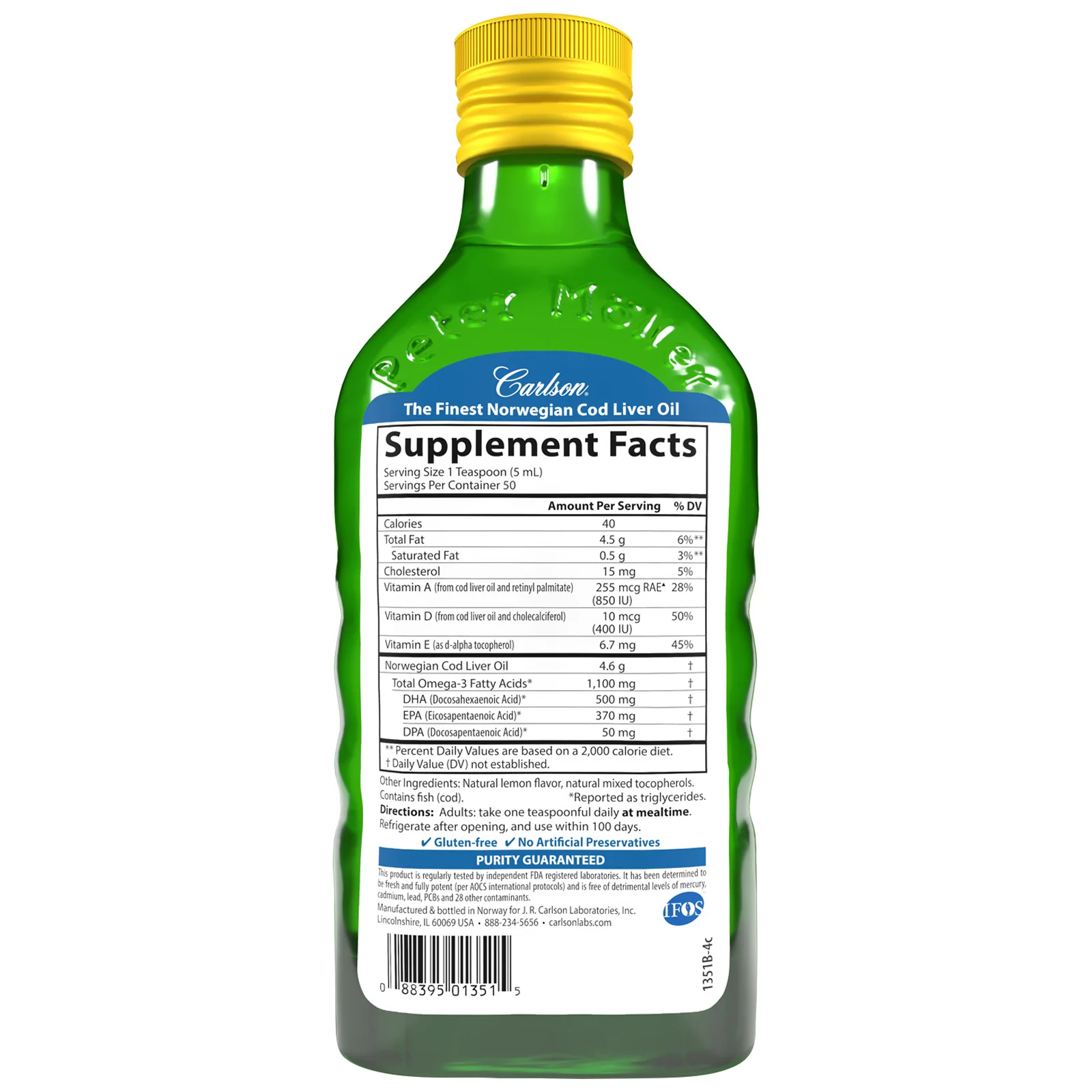Cod Liver Oil - 1,100 mg Omega-3s + Vitamins A & D3, 250 mL - Image 6