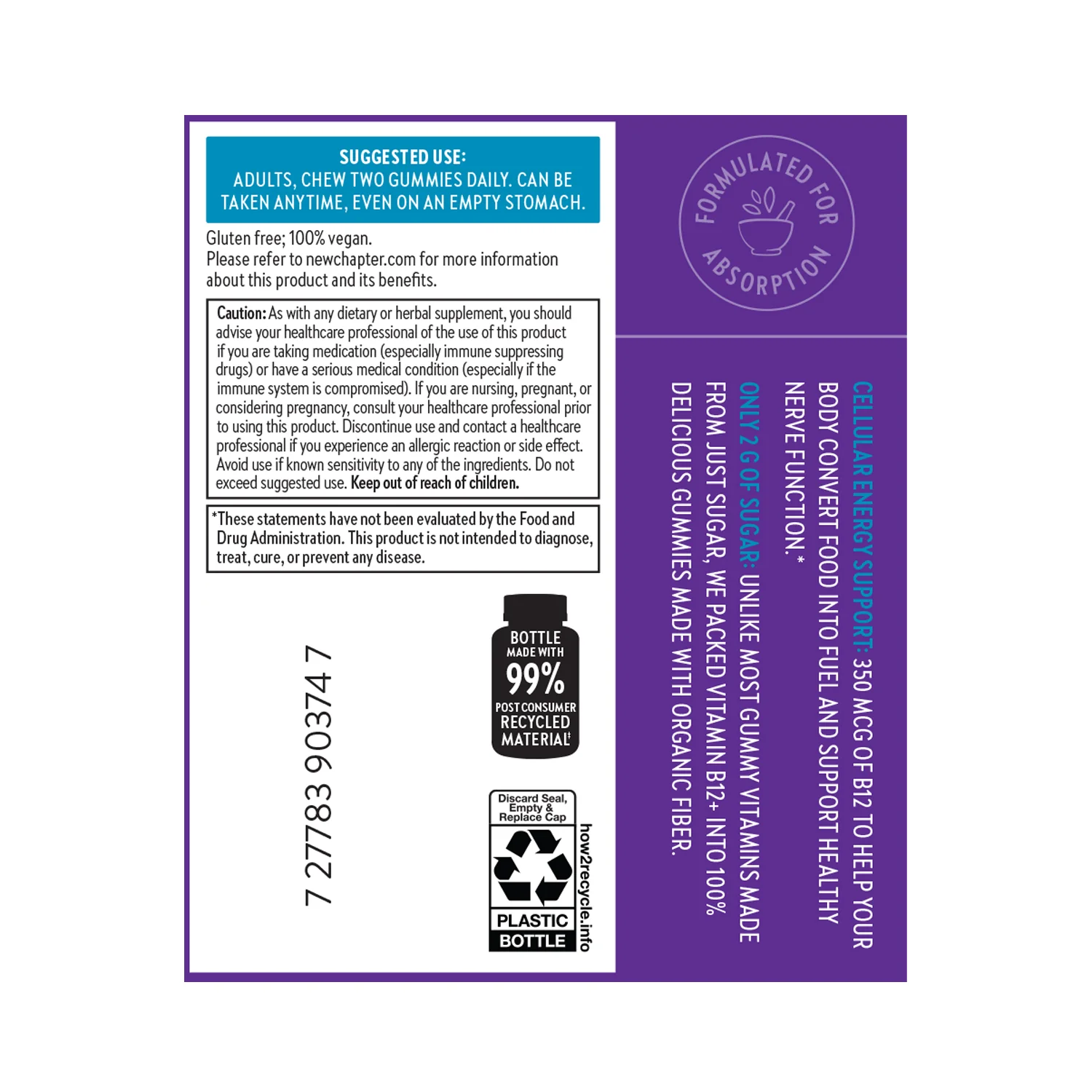 Cellular Energy Vitamin B12 + Gummies, Raspberry Flavored - Image 3