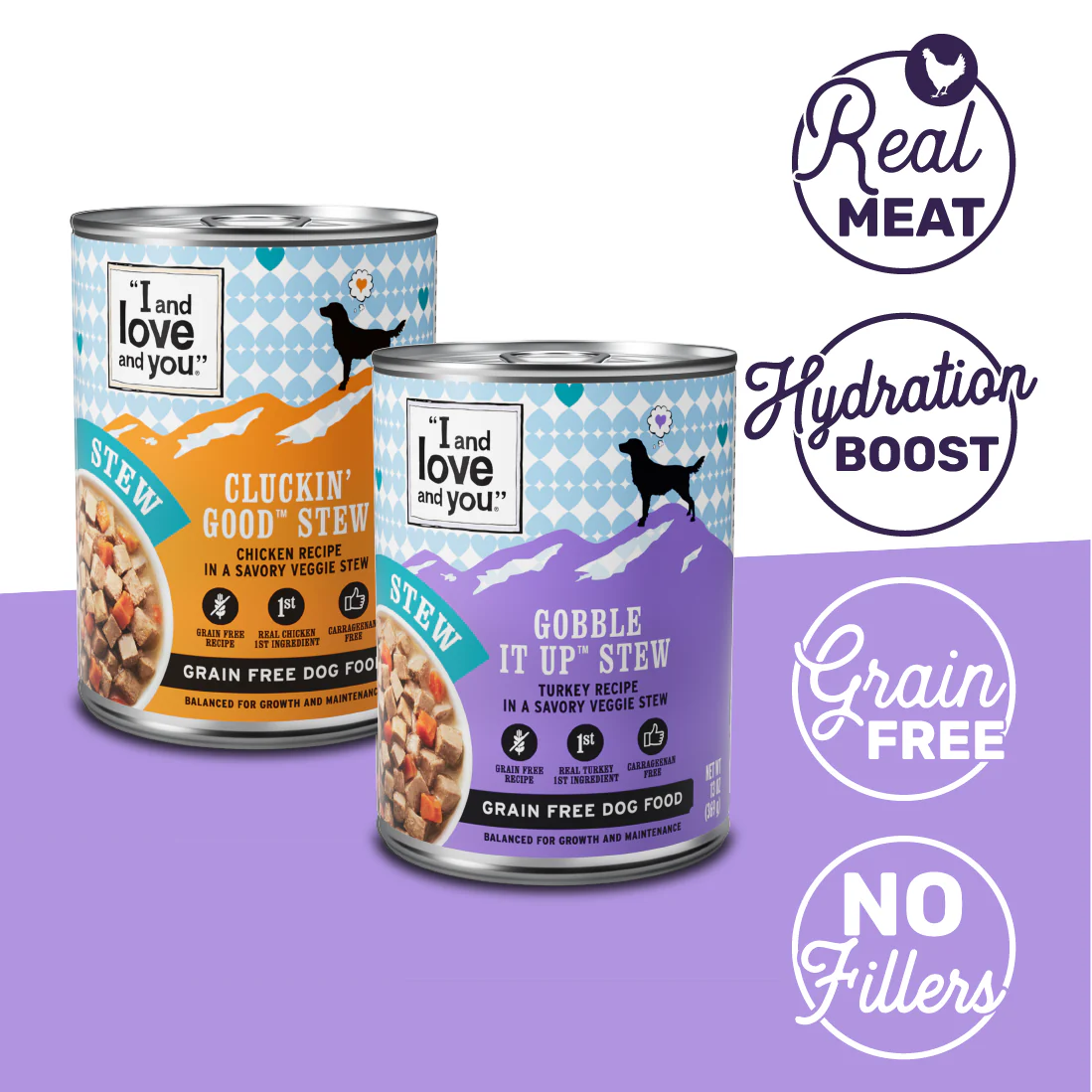 Cluckin' Good and Gobble it Up Stew Grain-Free Combo Pack Canned Dog Food, 13oz, 6-Pack - Image 2