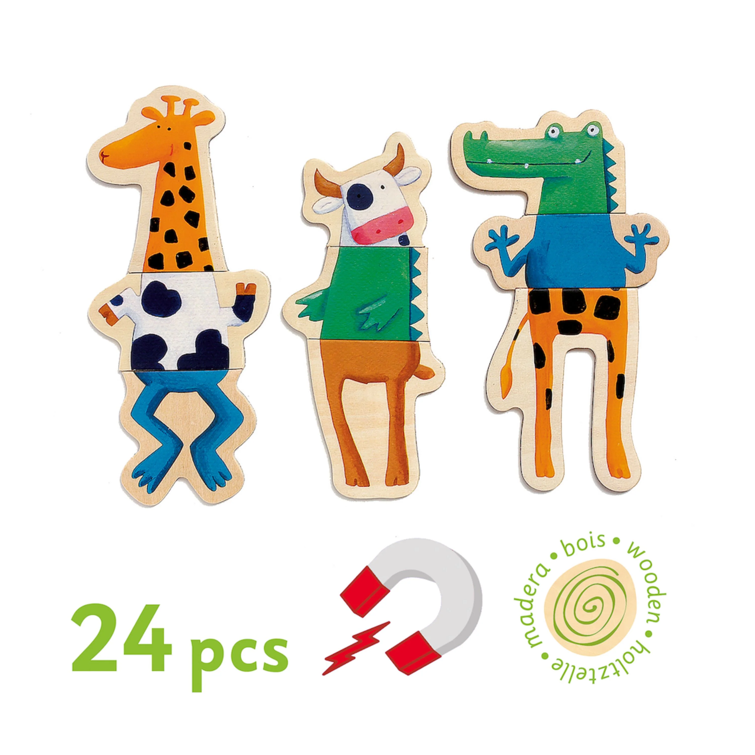 Crazy Animal Mix & Match Wooden Magnets made from FSC® Certified Wood - Image 4