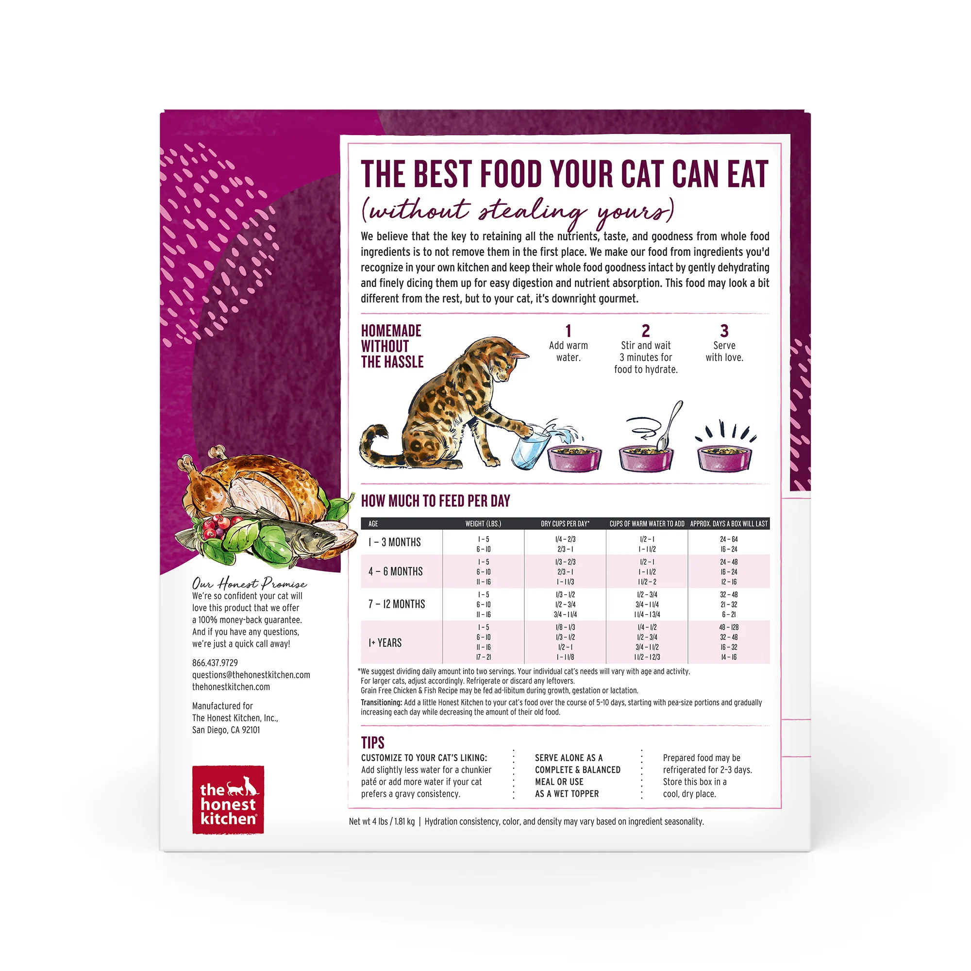Human-Grade, Grain Free Chicken & Fish Dehydrated Wet Cat Food, 4 lbs box -makes 16 lbs of food - Image 2