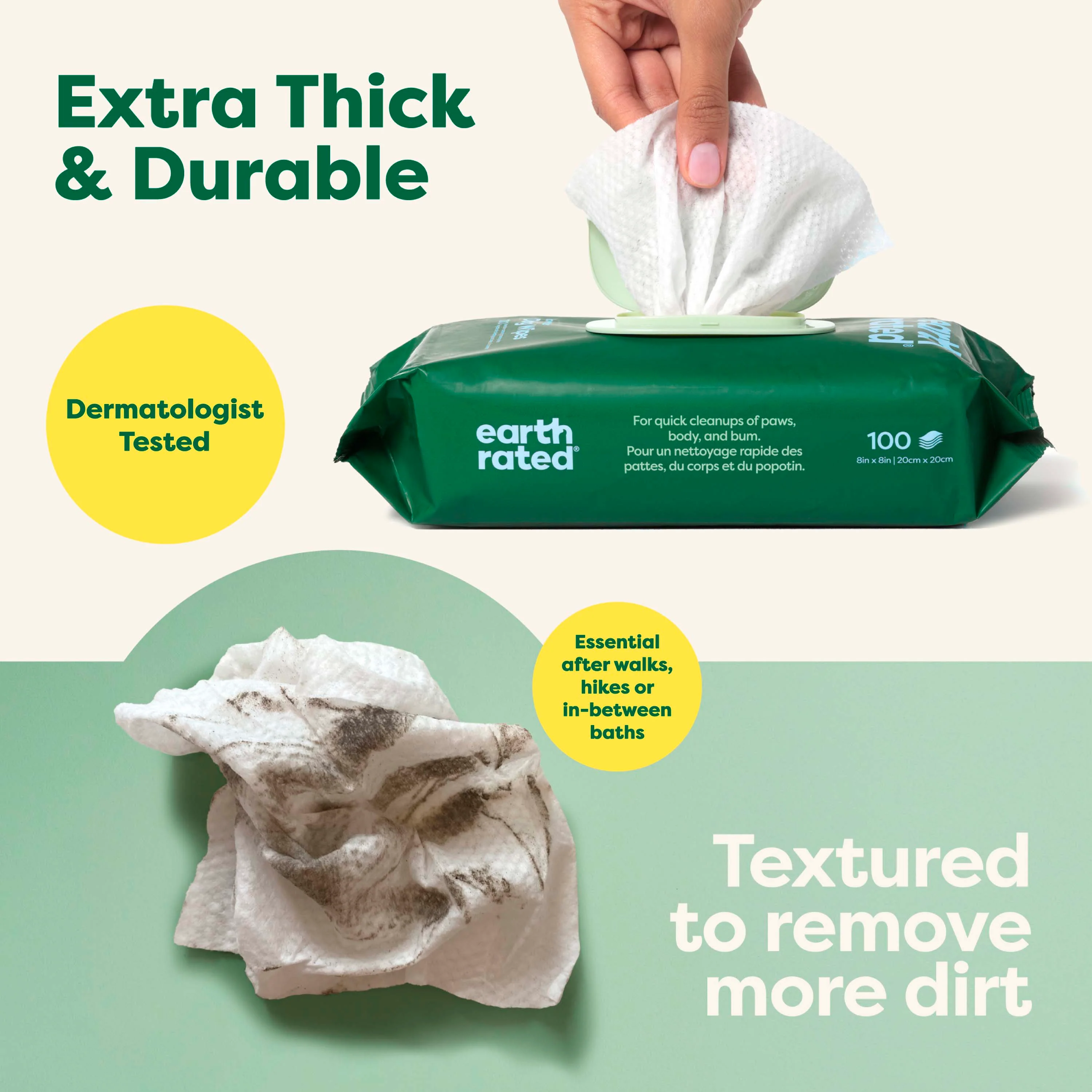 Dog Grooming Wipes – Extra Thick, White Tea Basil Scented - Image 2