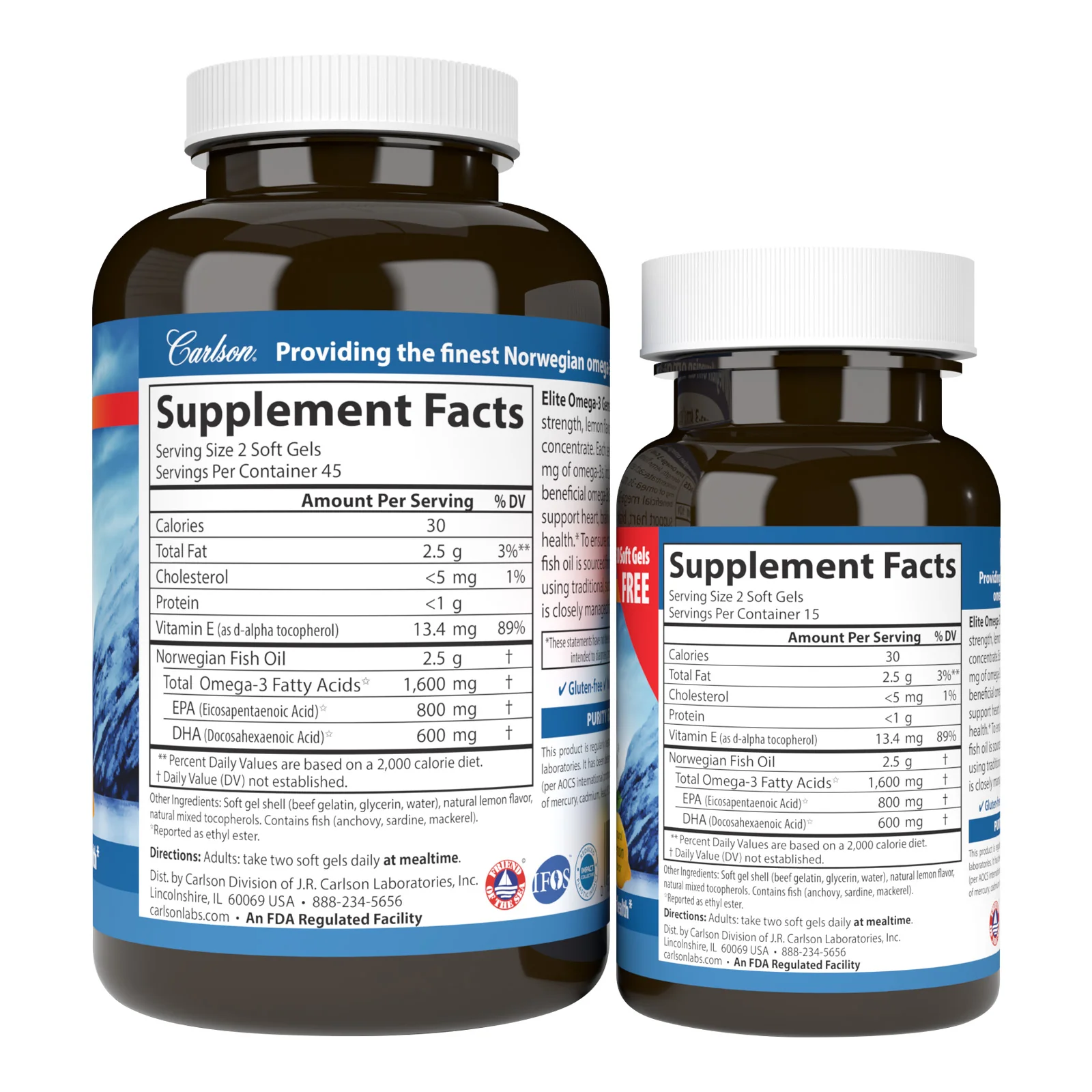 Elite Omega 3 Gems - 1,600 mg Omega-3s - Image 3