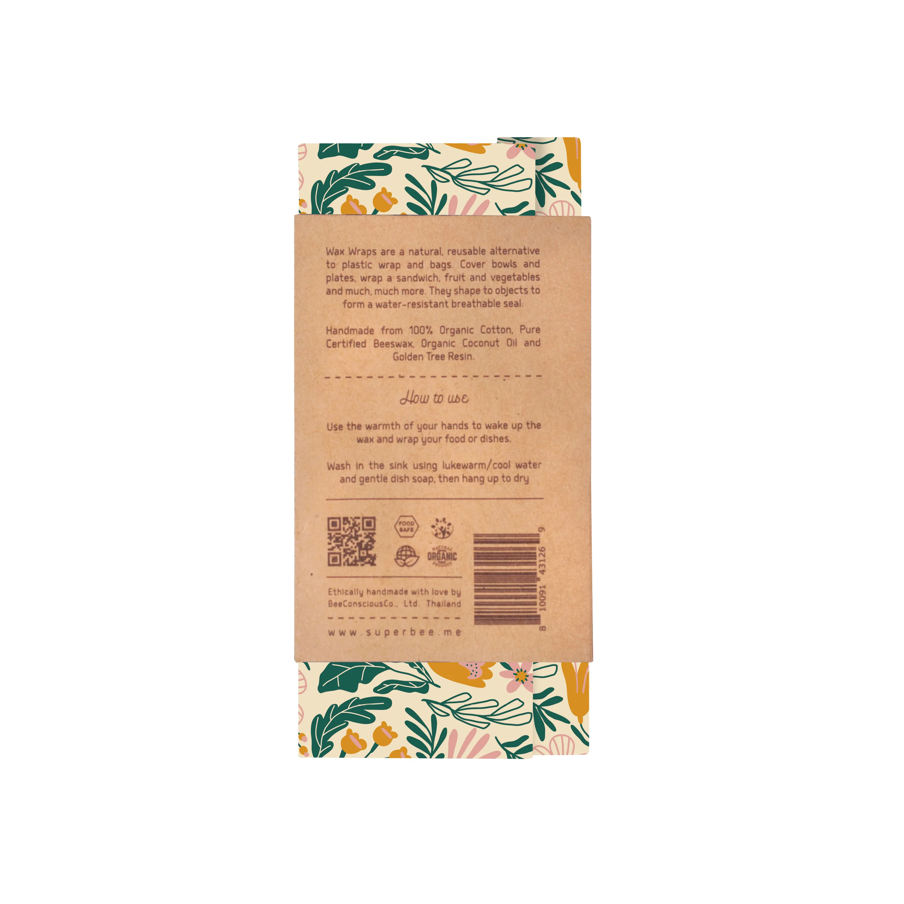 Essentials Beeswax Wraps – 3-Pack Reusable Food Wraps, Floral Prints - Image 9