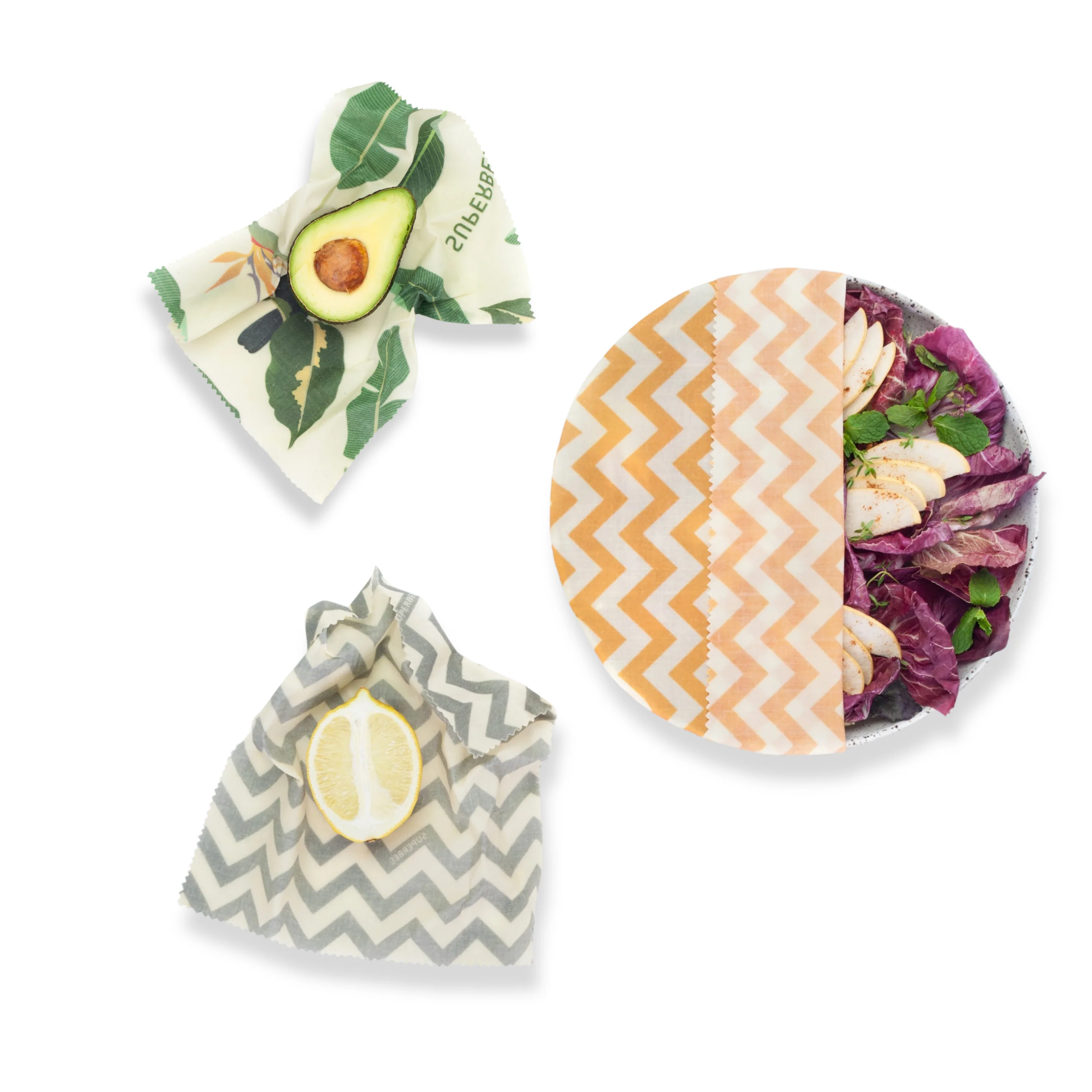 Essentials Beeswax Wraps – 5-Pack Reusable Food Wraps, Mixed Prints - Image 4