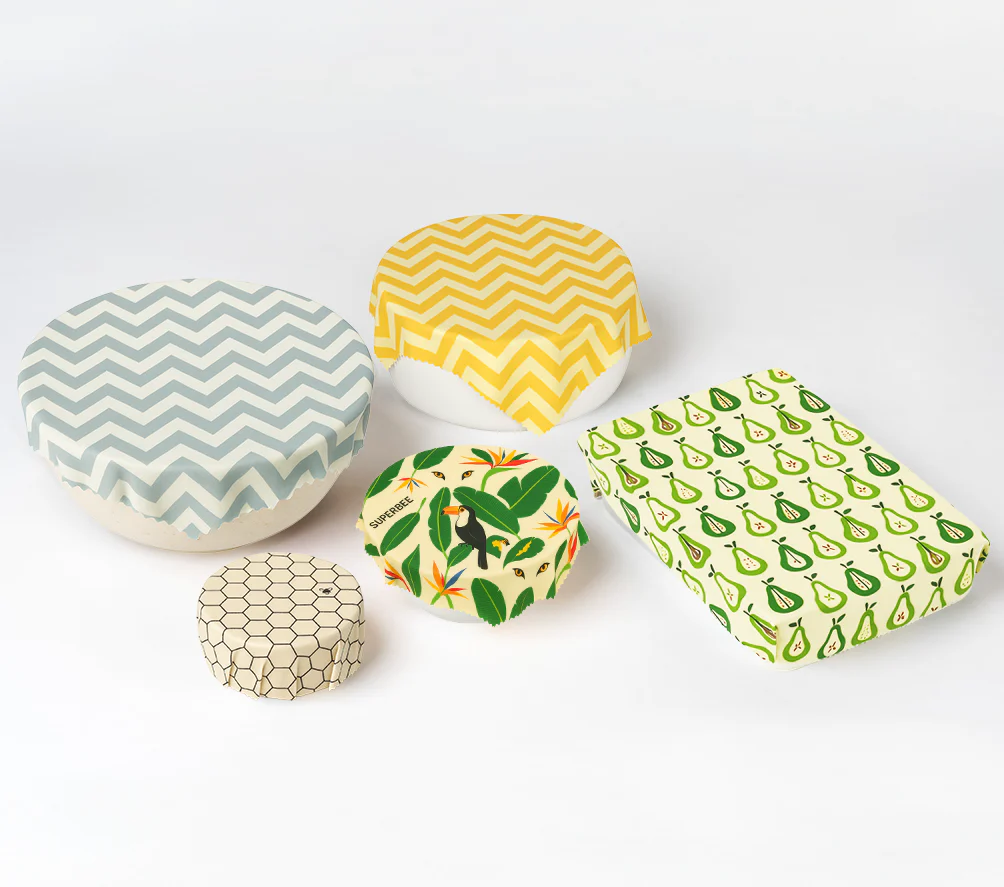 Essentials Beeswax Wraps – 5-Pack Reusable Food Wraps, Mixed Prints - Image 8
