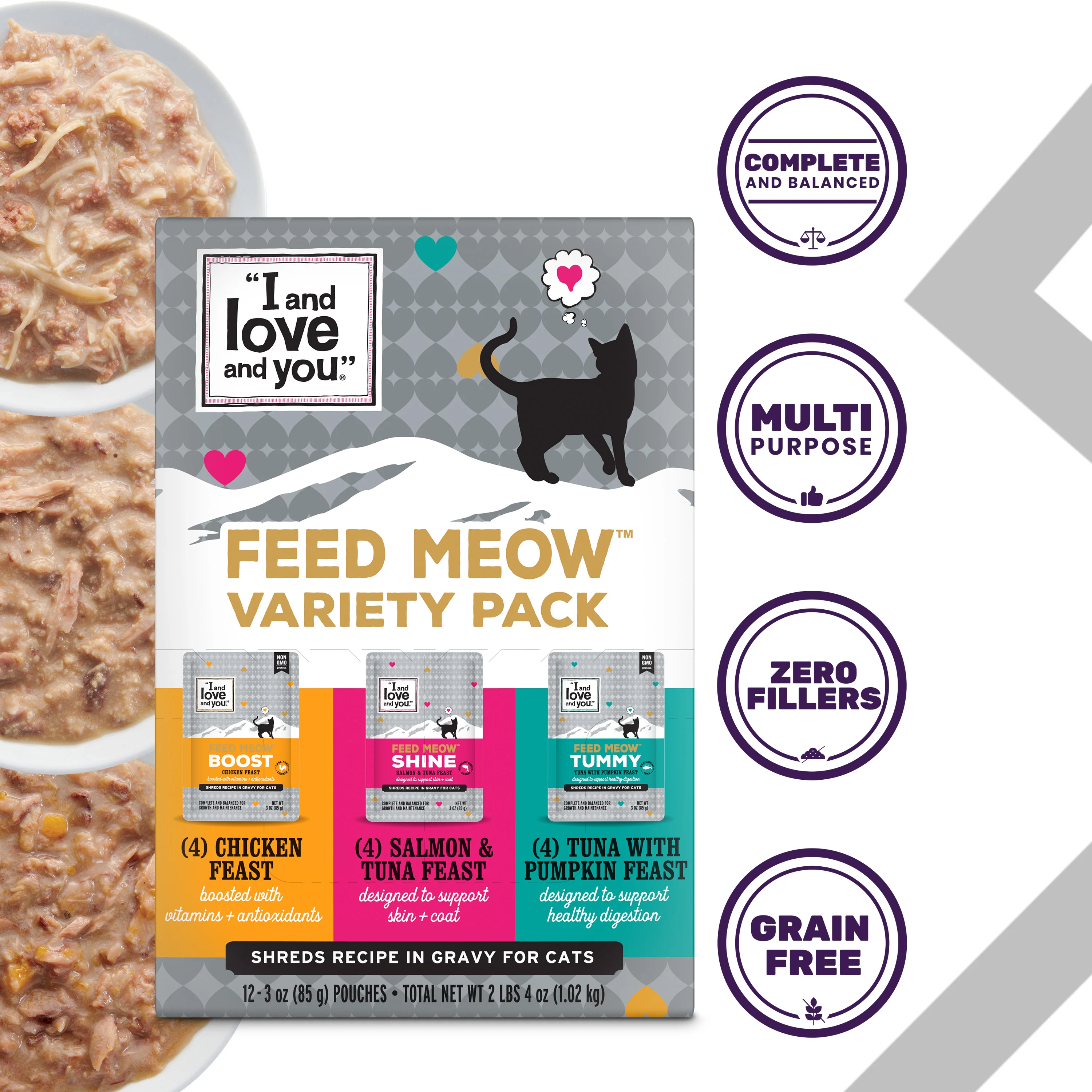 Feed Meow Variety Pack Grain-Free Chunks In Gravy Wet Cat Food - Image 3