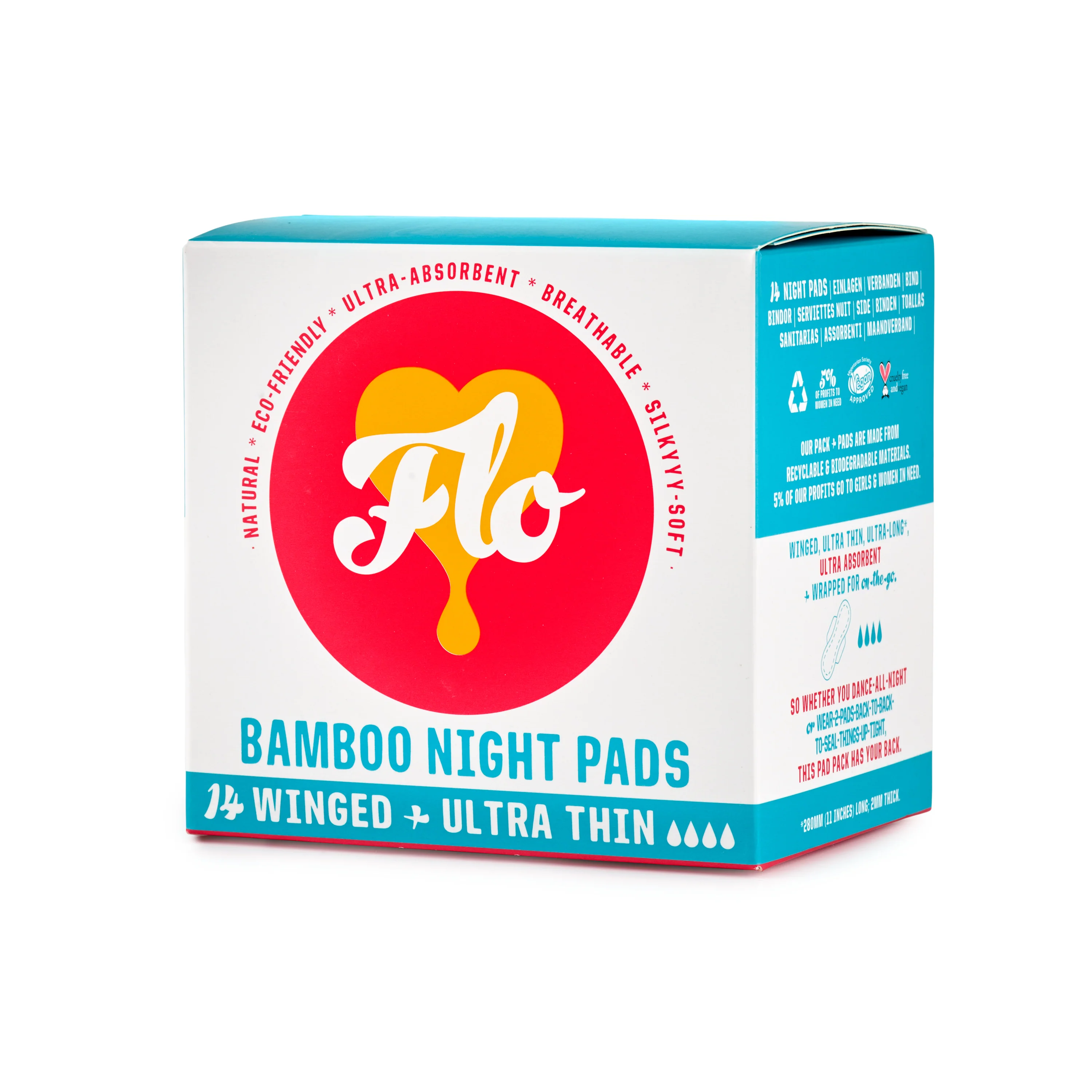 Flo Organic Bamboo Night Period Pads (Winged) - Image 5