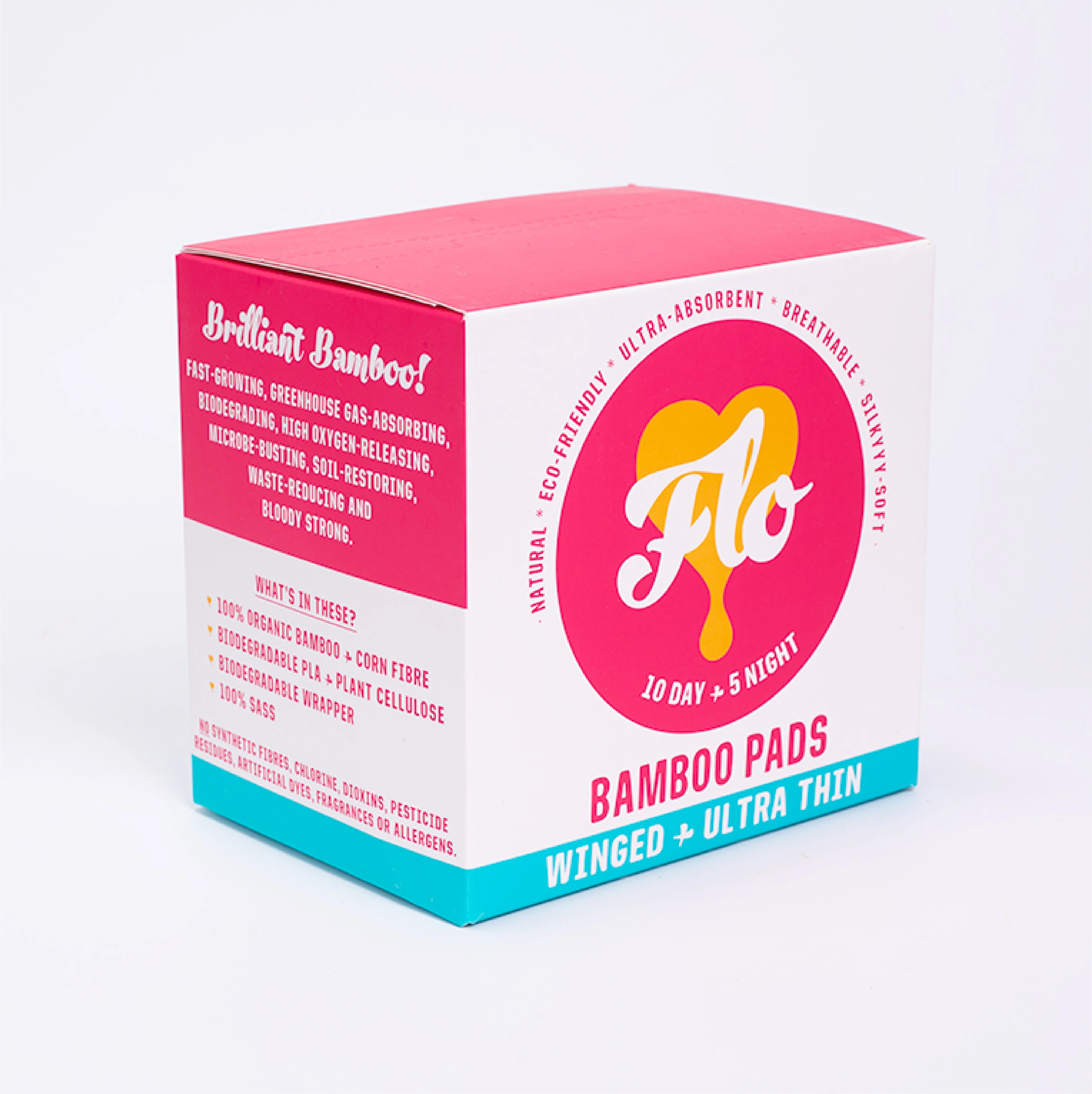 Flo Organic Bamboo Day + Night Combo Period Pads (Winged) - Image 3