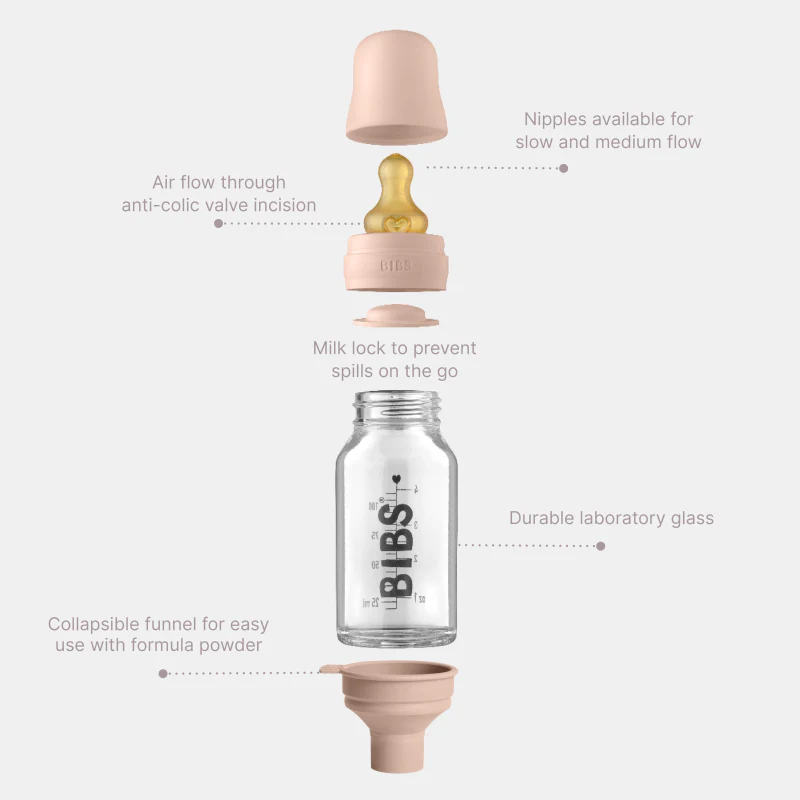 Glass Baby Bottle with Natural Rubber Nipple Set - Slow Flow 0+ Months - Image 16