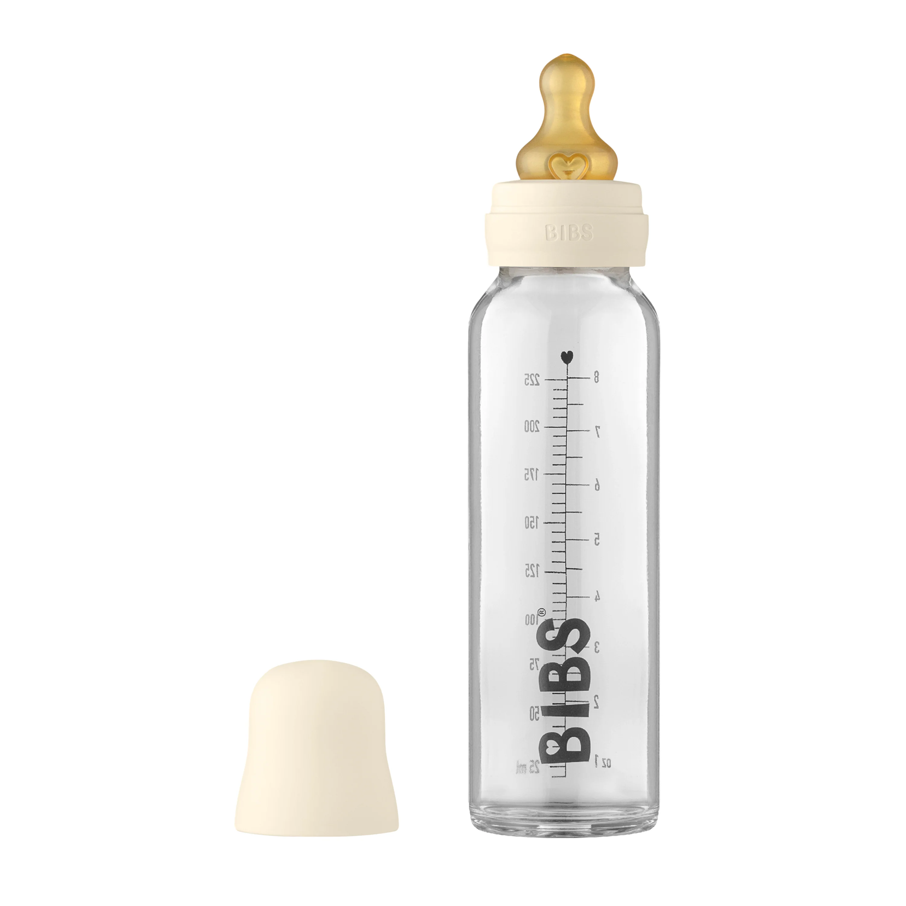 Glass Baby Bottle with Natural Rubber Nipple Set - Medium Flow 2+ Months - Image 3