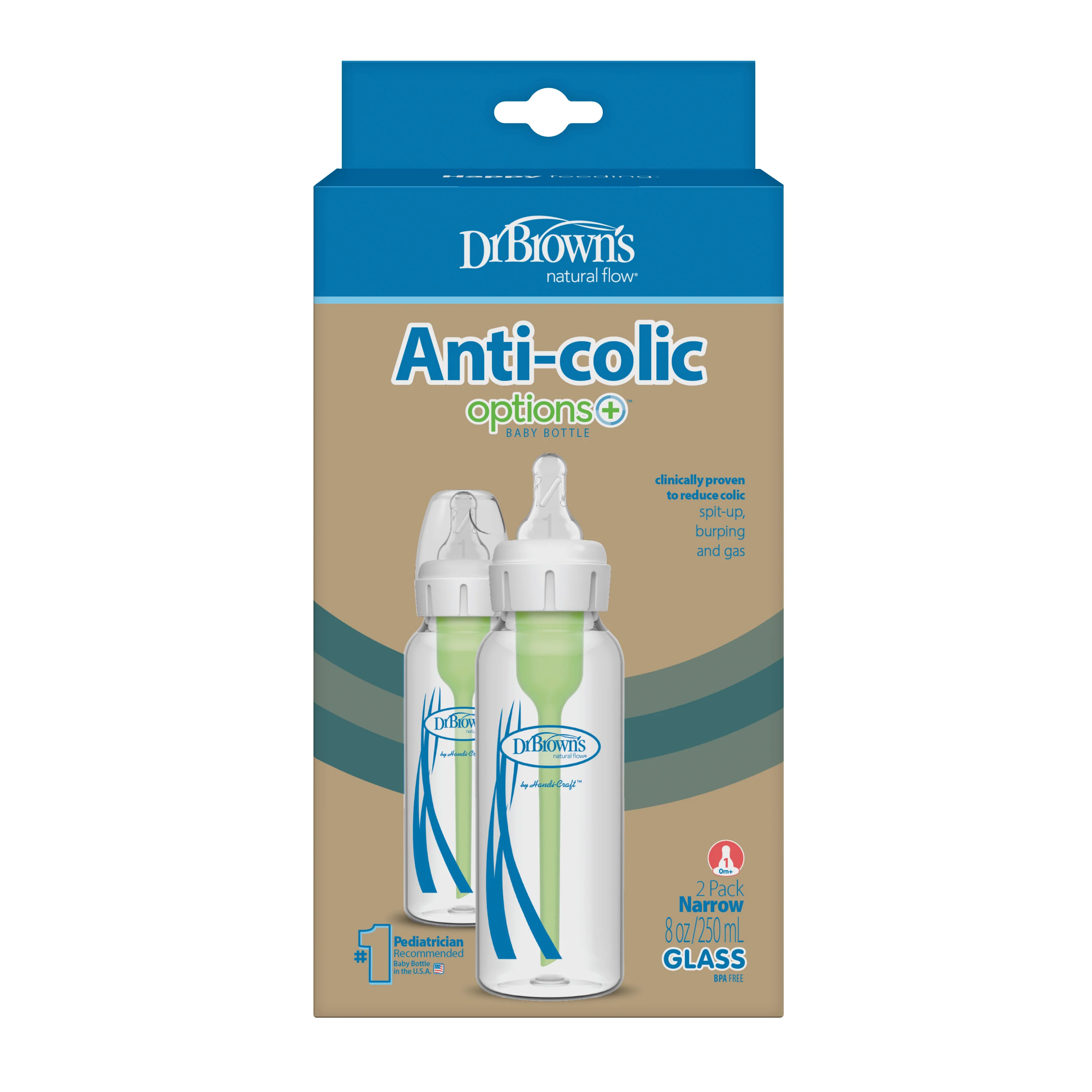 Glass Baby Bottle Natural Flow® Narrow Neck, Anti-Colic Options+™ with Level 1 Slow Flow Nipple - Image 3
