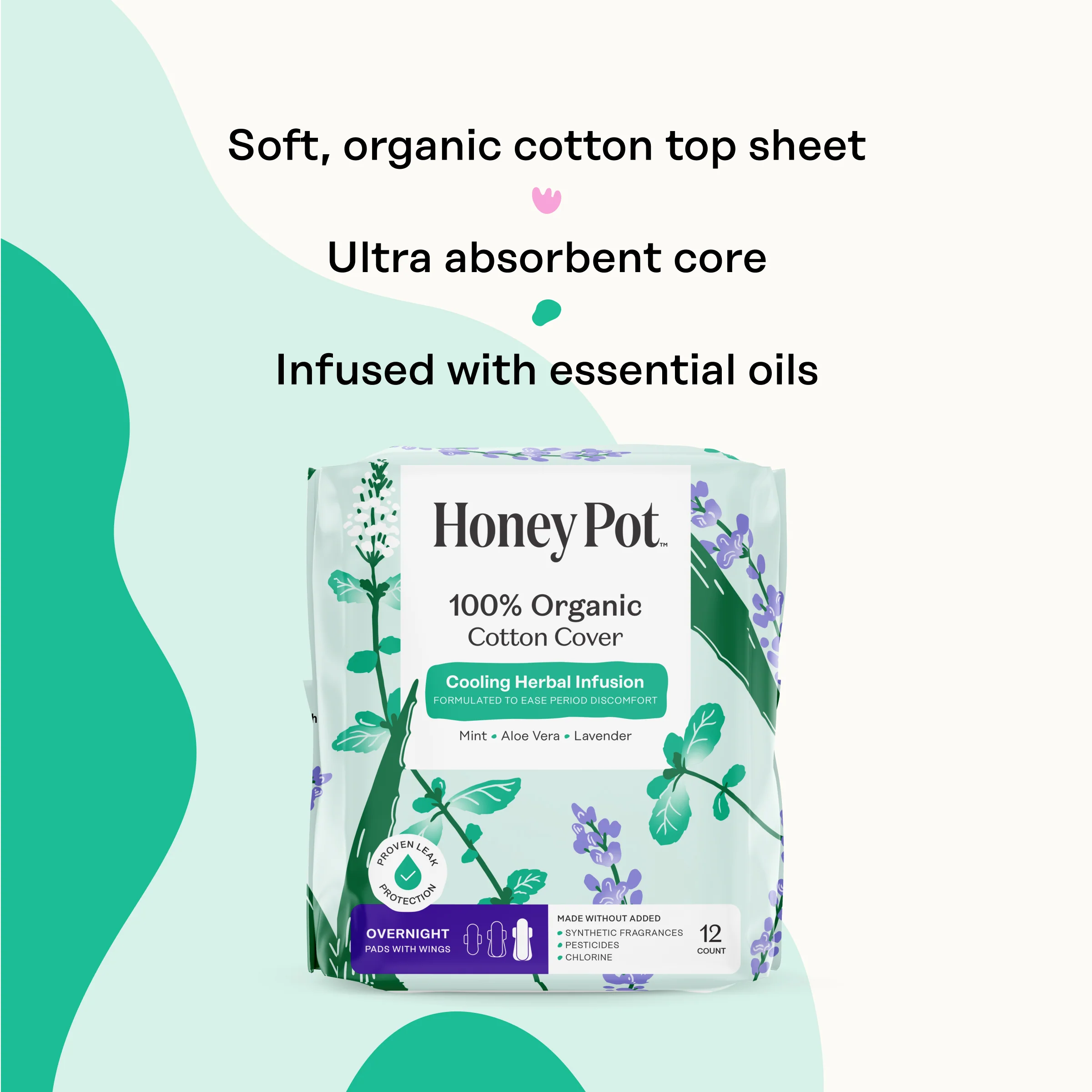 100% Organic Cotton Cover Overnight Menstrual Pads - Herbal-Infused - Image 4