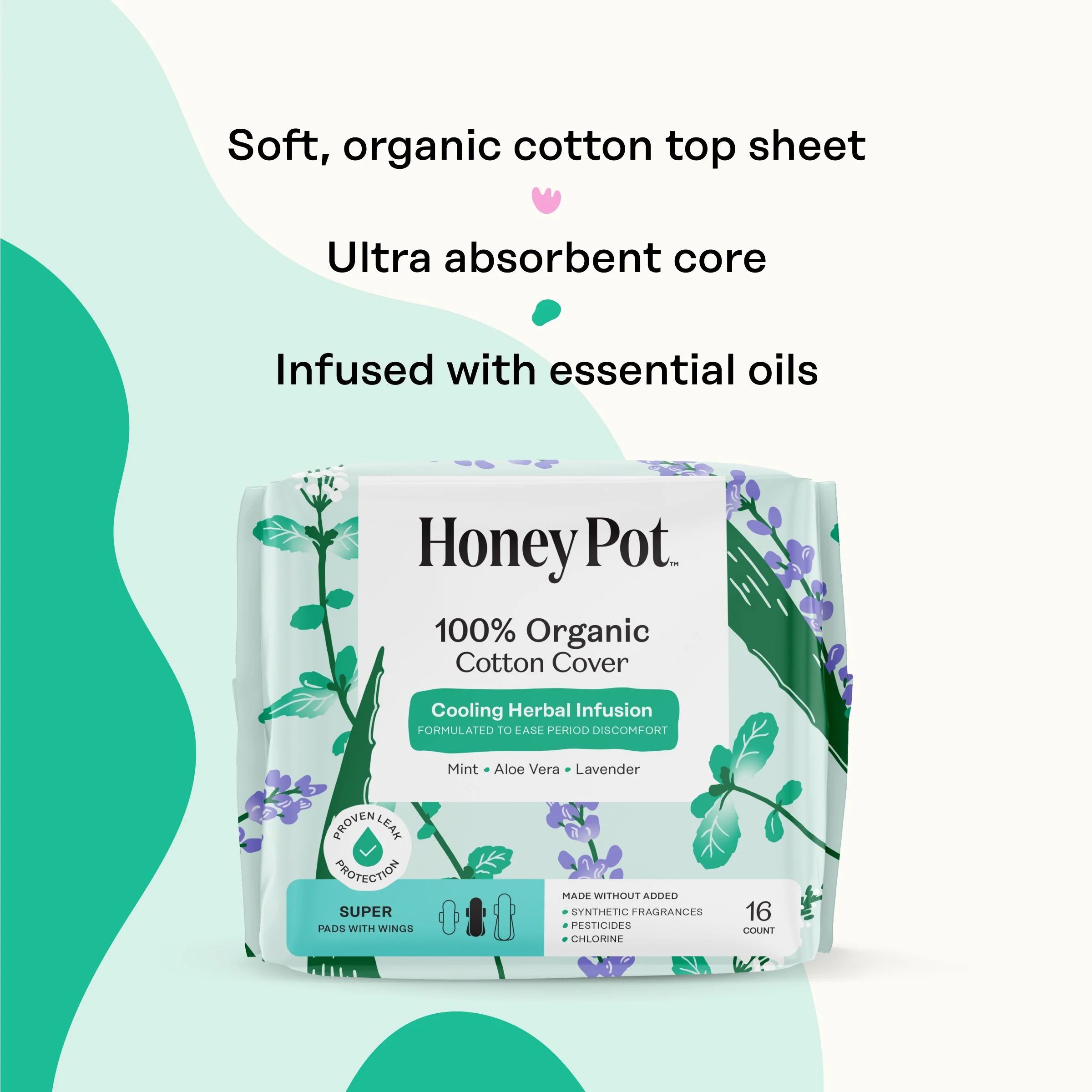 100% Organic Cotton Cover Super Menstrual Pads - Herbal-Infused - Image 3
