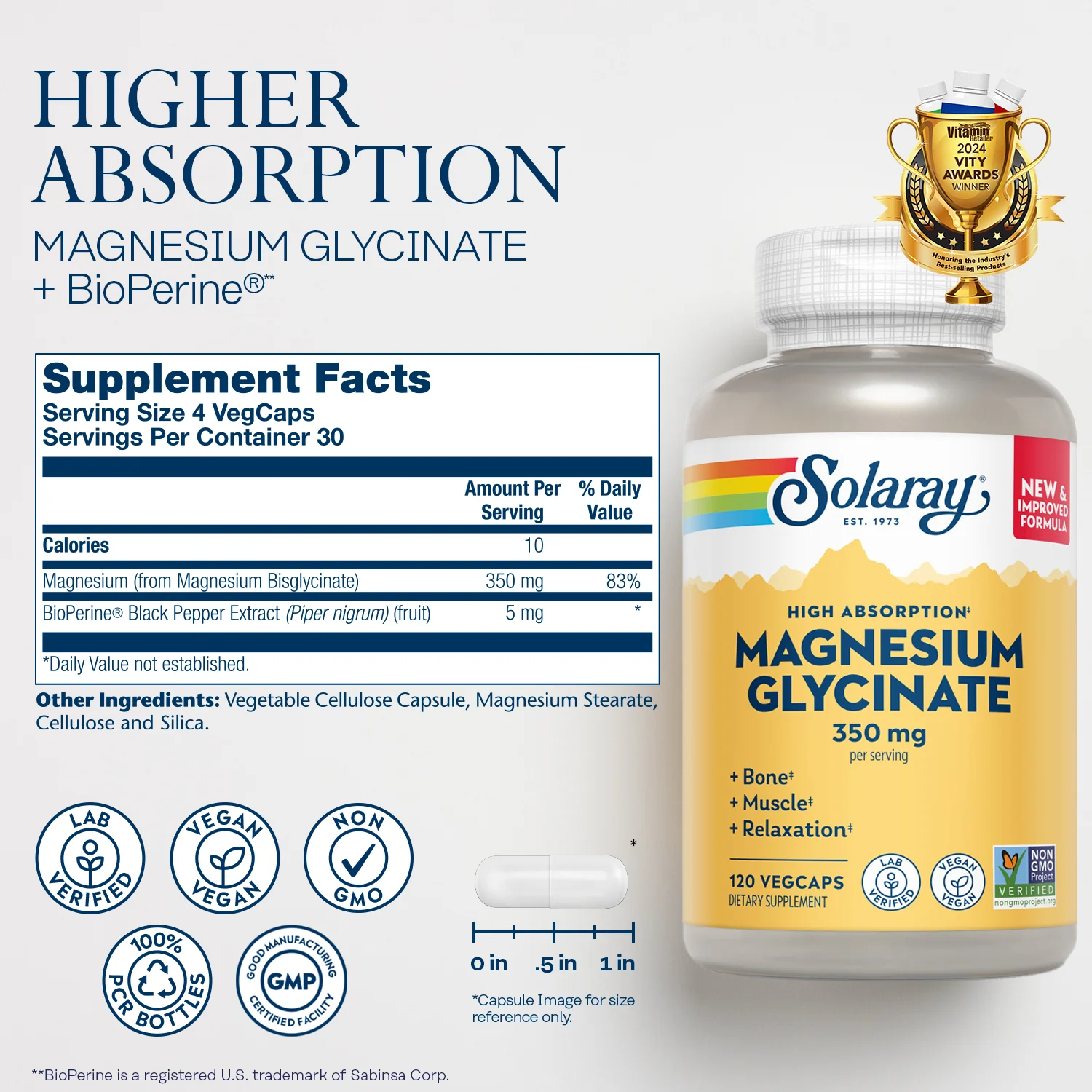 High Absorption Magnesium Glycinate, 350 mg - Image 3
