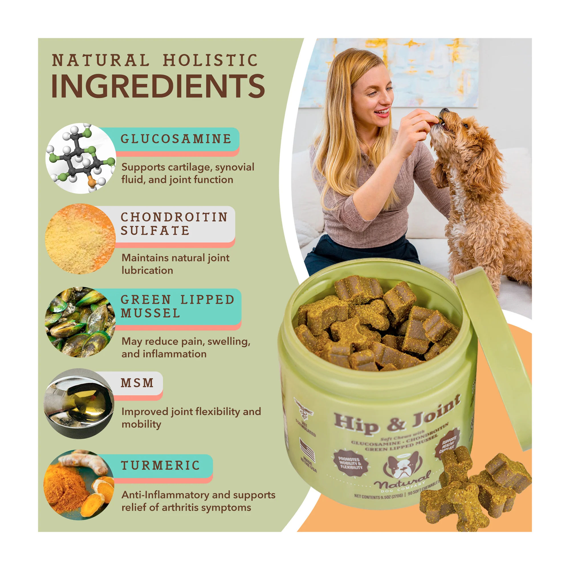 Hip & Joint Supplement for Dog, Soft Chews with Glucosamine & Chondroitin - Image 3