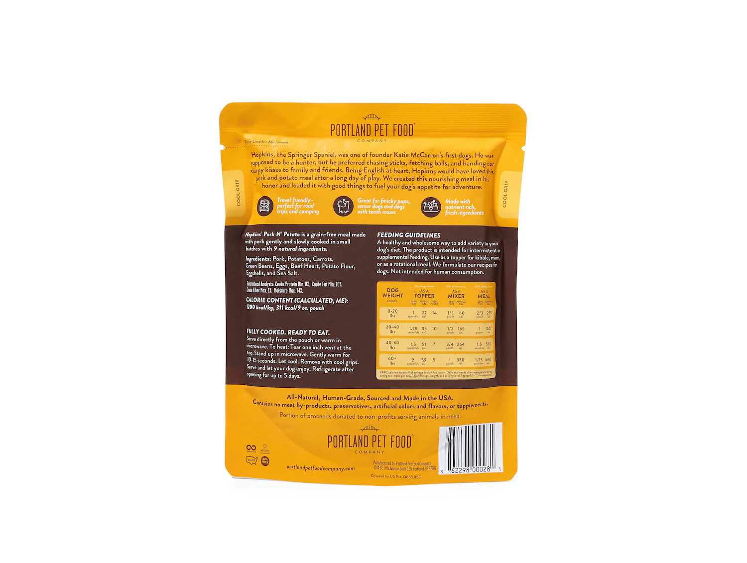 Hopkins' Pork N' Potato Human-Grade Dog Meal, Mixer or Meal Topper, 9 oz Pouch - Single - Image 3